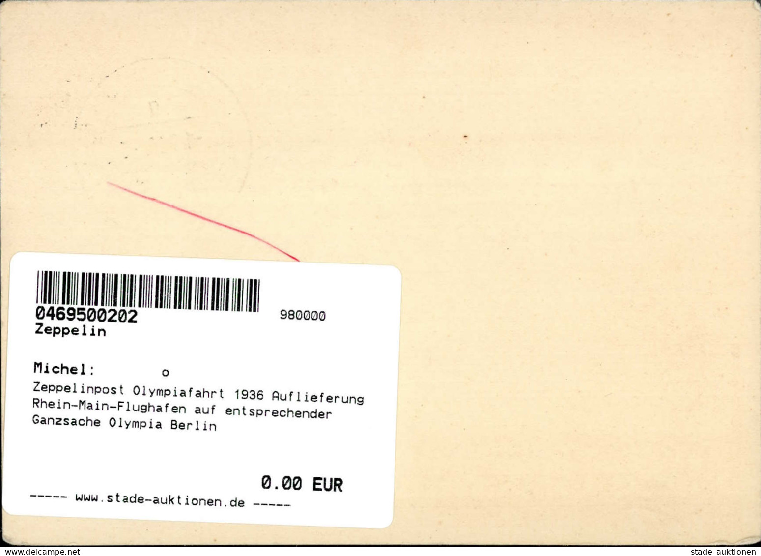 Zeppelinpost Olympiafahrt 1936 Auflieferung Rhein-Main-Flughafen Auf Entsprechender Ganzsache Olympia Berlin Dirigeable - Aeronaves