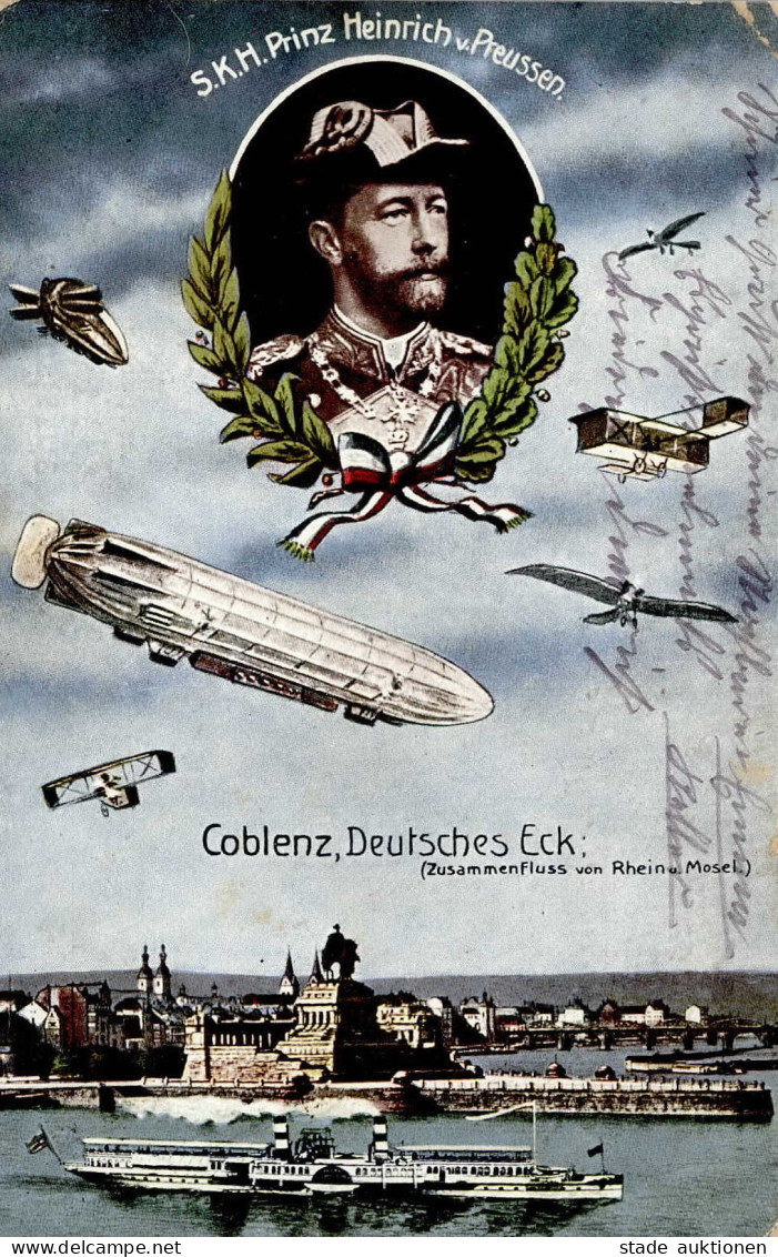 Zeppelin Koblenz Prinz Heinrich V. Preussen II (Eckbug, Ränder Abgestoßen) Dirigeable - Zeppeline