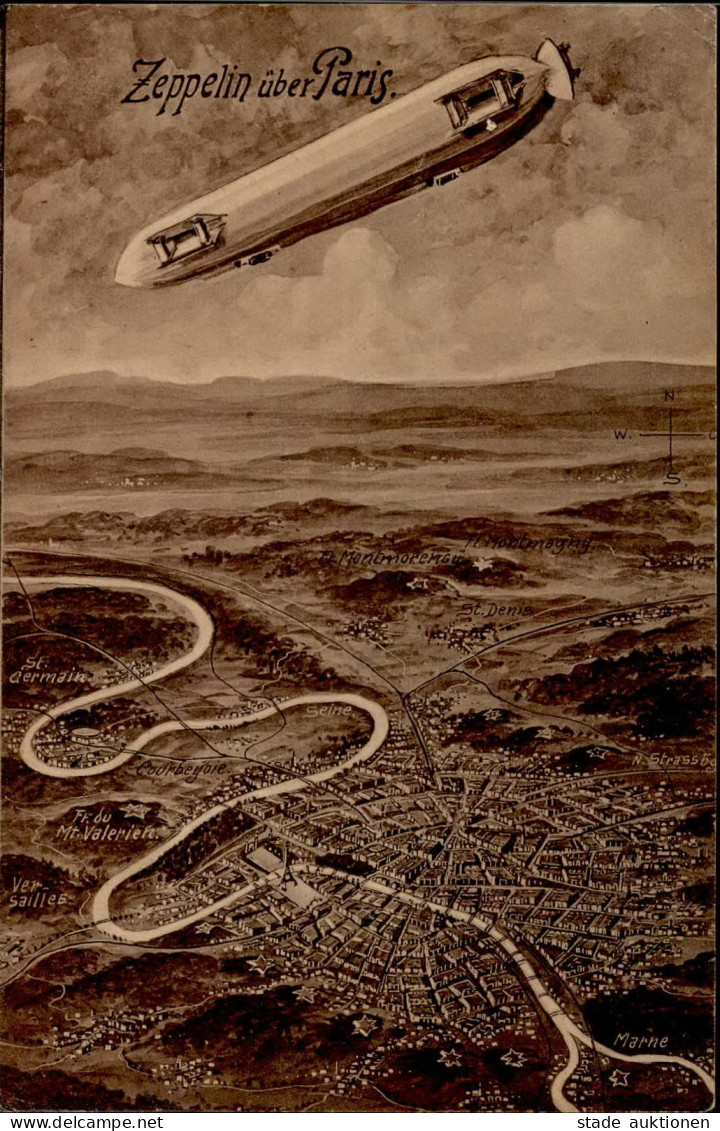 Zeppelin Paris Flug über Die Stadt I-II Dirigeable - Aeronaves