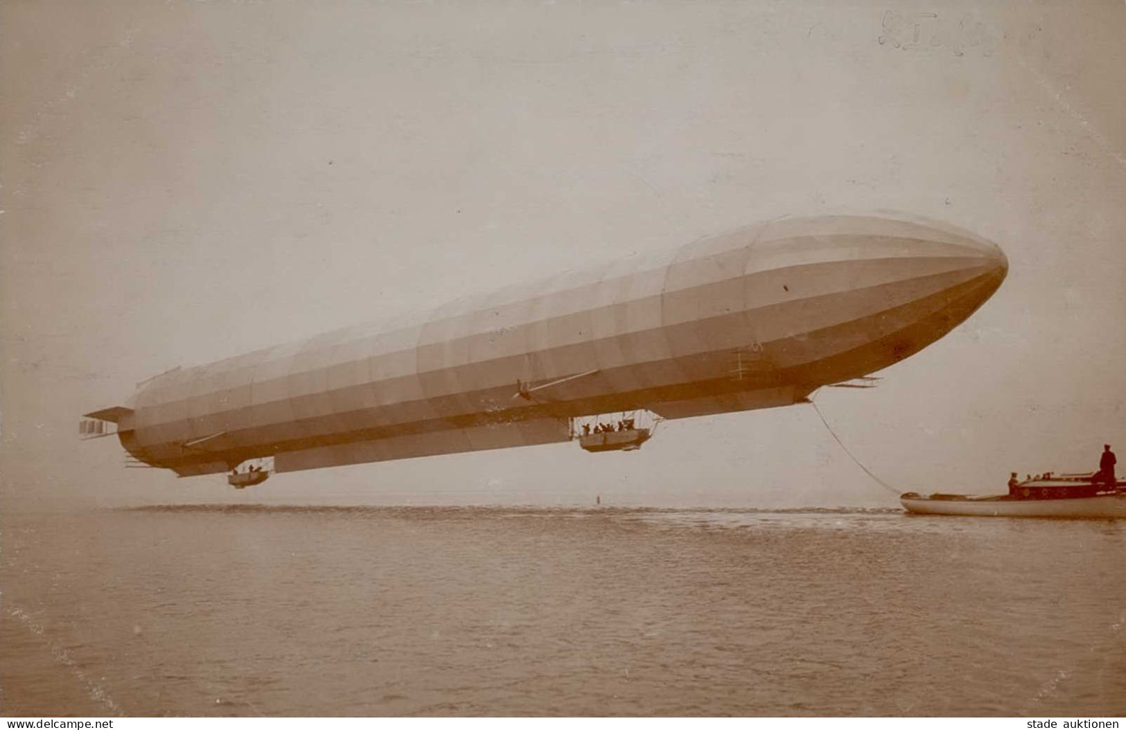 Zeppelin Abstieg Bei Der Herzogin Wera-Fahrt 2. Nov. 1908 Rückseite Gestpl. Hacker (Luftschiffkapitän) I-II Dirigeable - Dirigeables