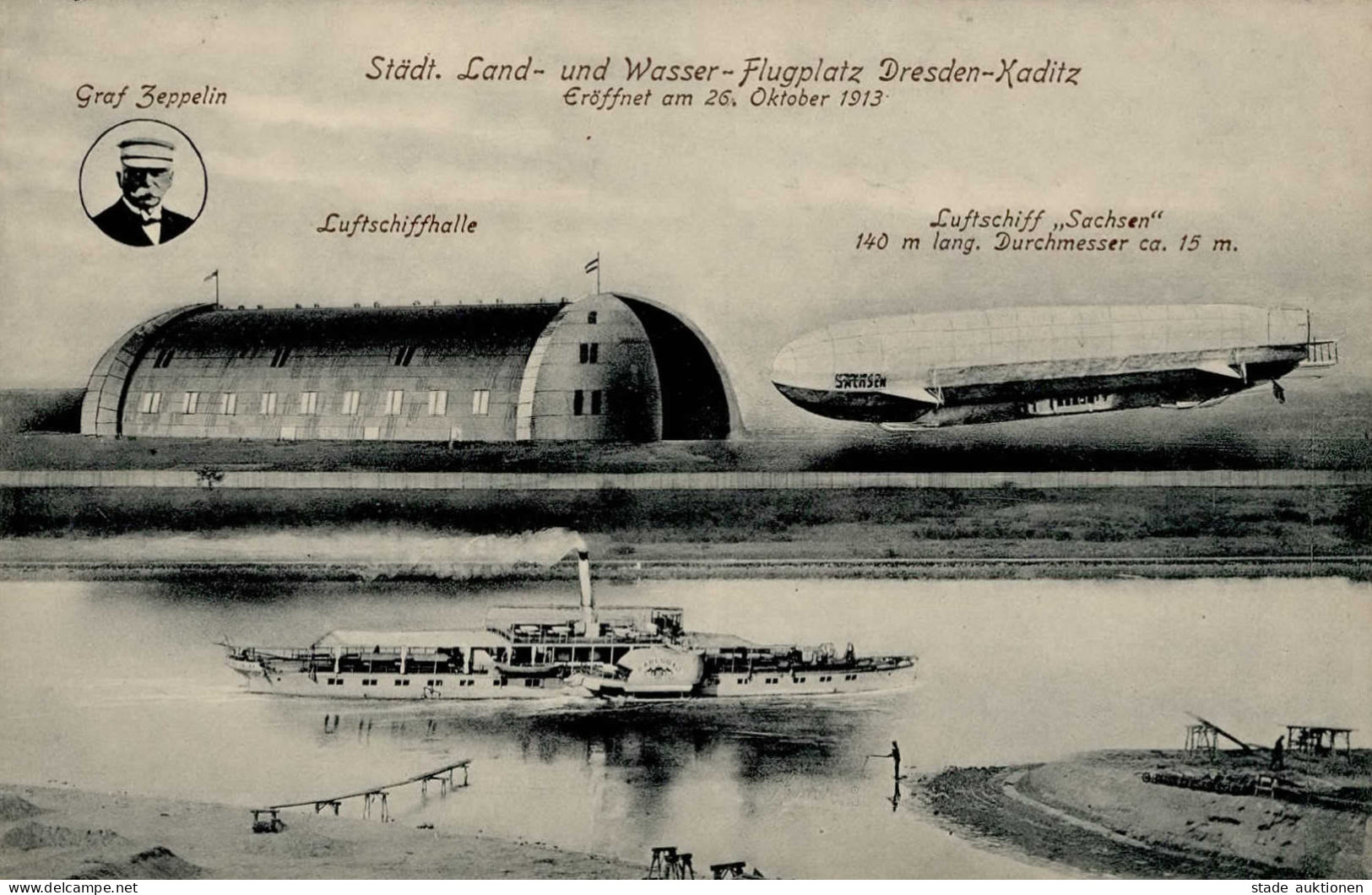 Zeppelin Dresden-Kaditz Luftschiff Sachsen Städt. Land- Und Wasser-Flugplatz I-II Dirigeable - Luchtschepen