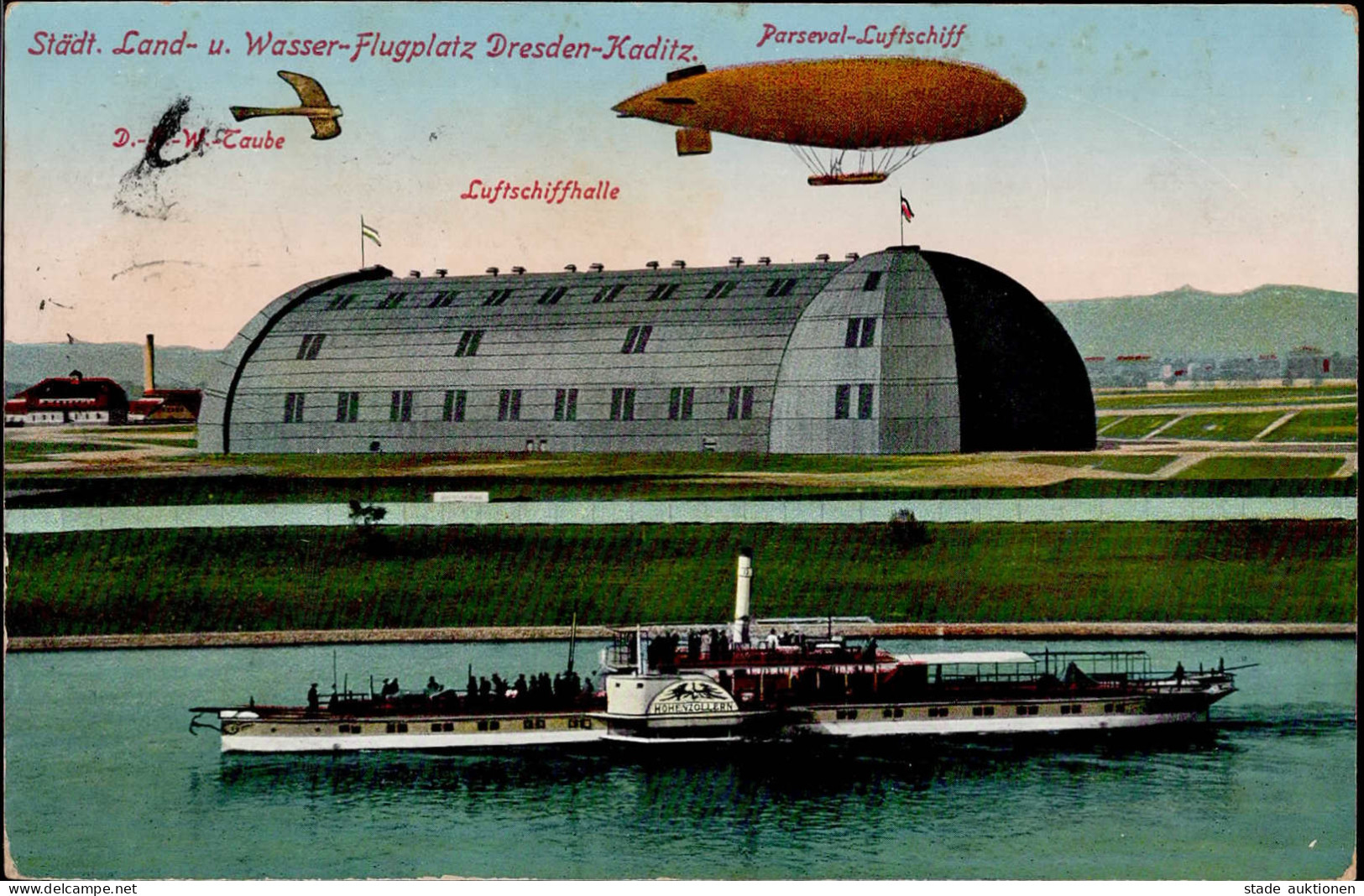 Zeppelin Dresden-Kaditz Perseval-Luftschiff Taube Dampfer II (RS Abschürfung, Ecken Gestossen) Dirigeable - Dirigeables