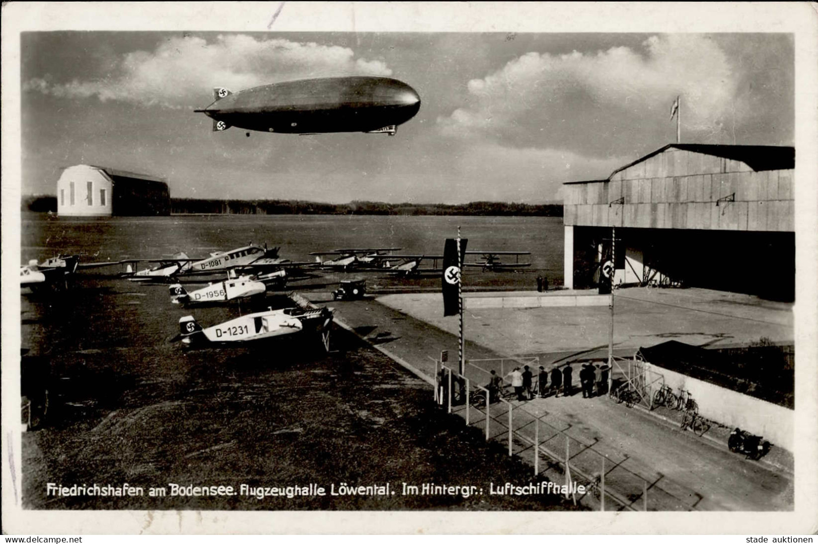 Zeppelin Friedrichhafen Flugzeughalle Löwental I-II (Marke Teilweise Entfernt, Fleckig) Dirigeable - Dirigeables