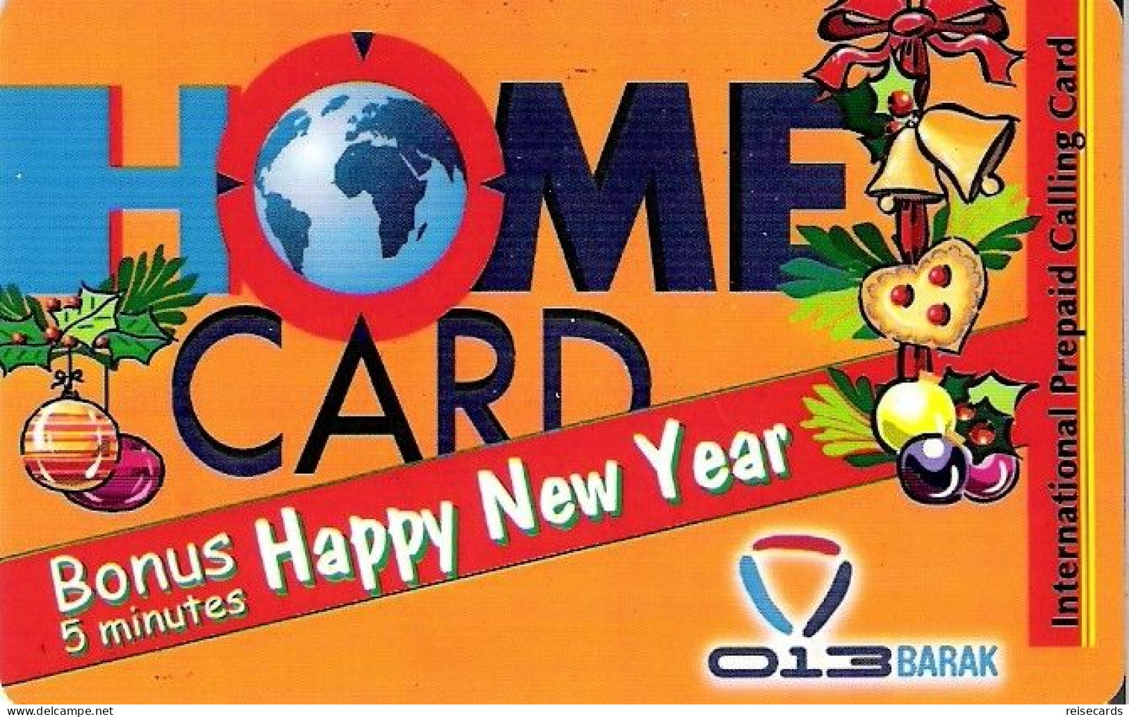 Israel: Prepaid Barak - Home Card, Happy New Year 14/12/04 - Israel