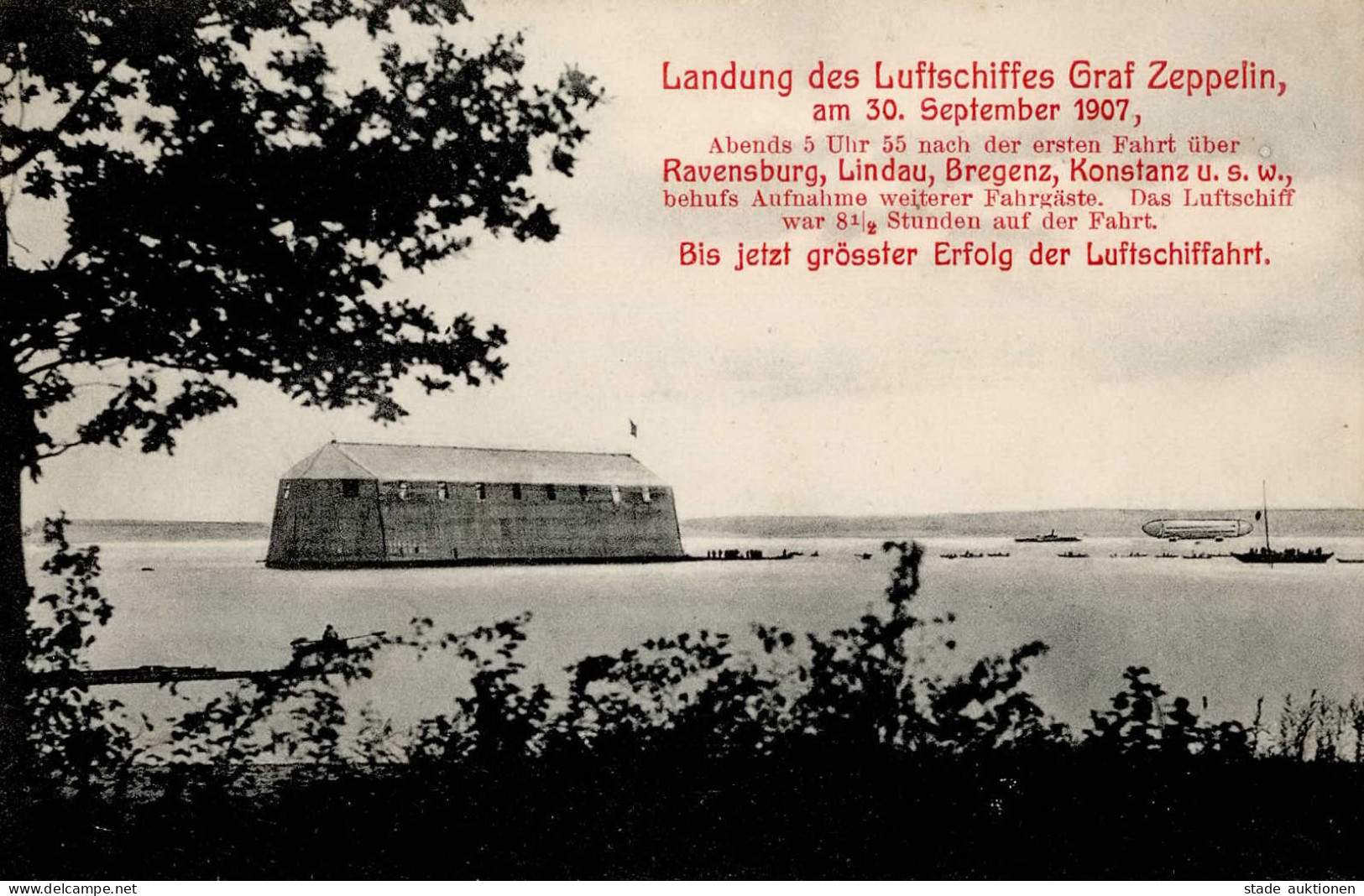 Zeppelin Landung Luftschiff Graf Zeppelin 30.9.1907 I-II Dirigeable - Aeronaves