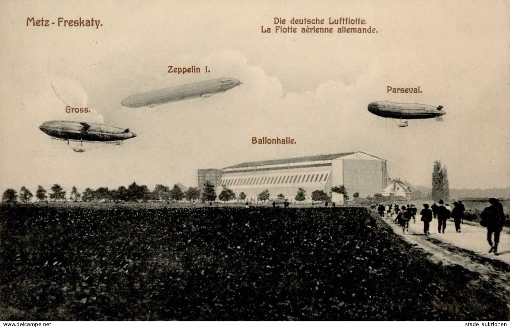 Zeppelin Metz-Freskaty Ballonhalle Mit Deutscher Luftflotte I-II Dirigeable - Dirigibili