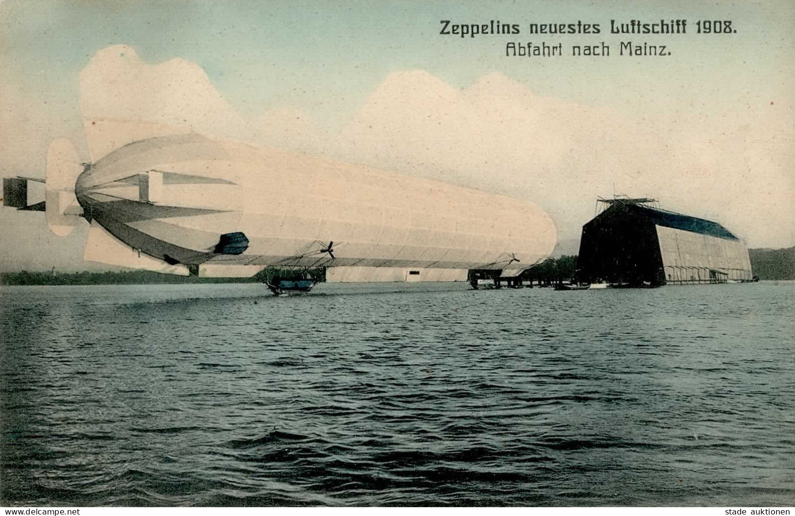 Zeppelin Neustes Luftschiff Abfahrt Nach Mainz 1908 I-II Dirigeable - Zeppeline