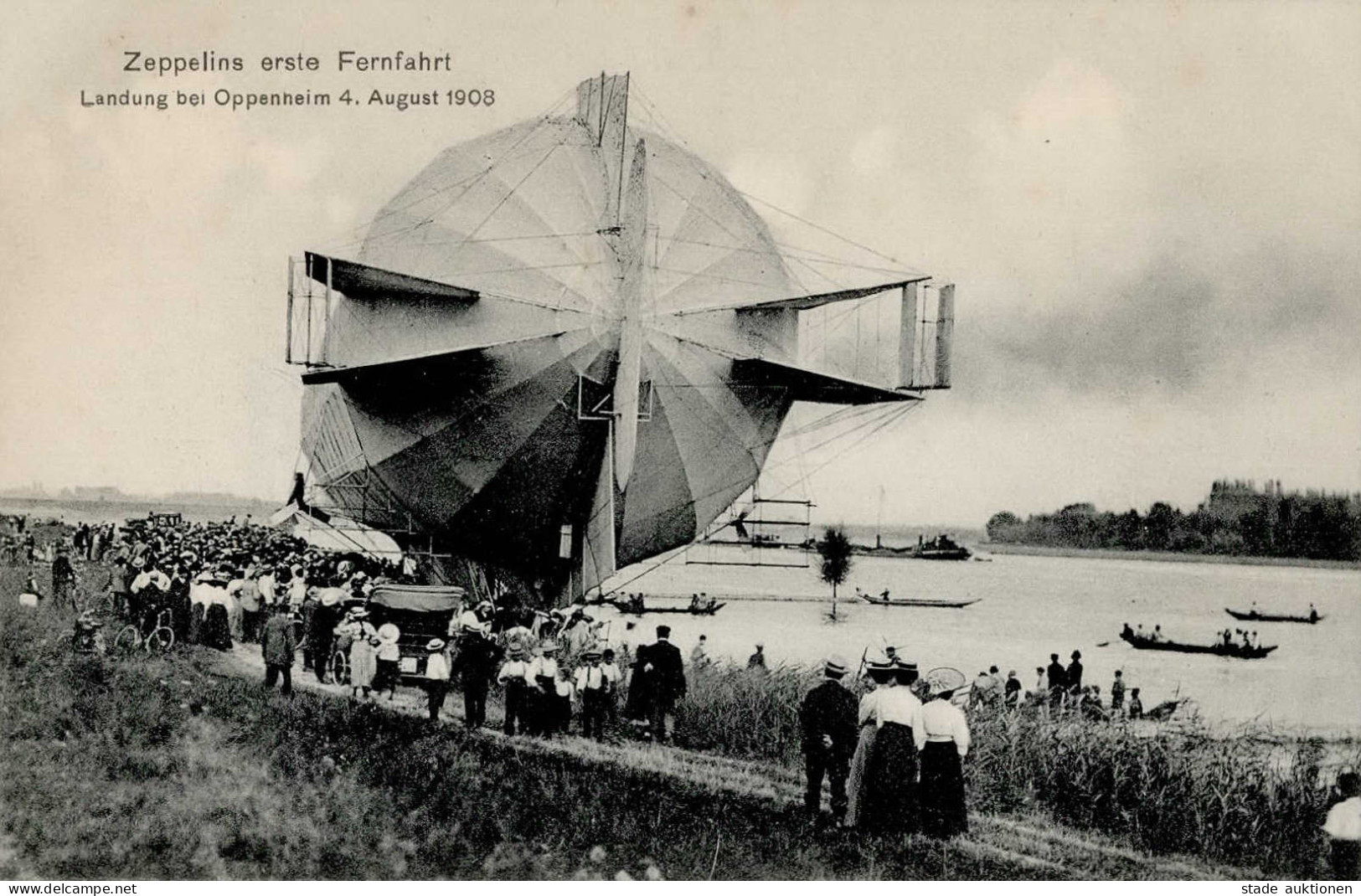 Zeppelin Oppenheim Landung Nach Erster Fernfahrt 4. Aug. 1908 I-II Dirigeable - Zeppeline