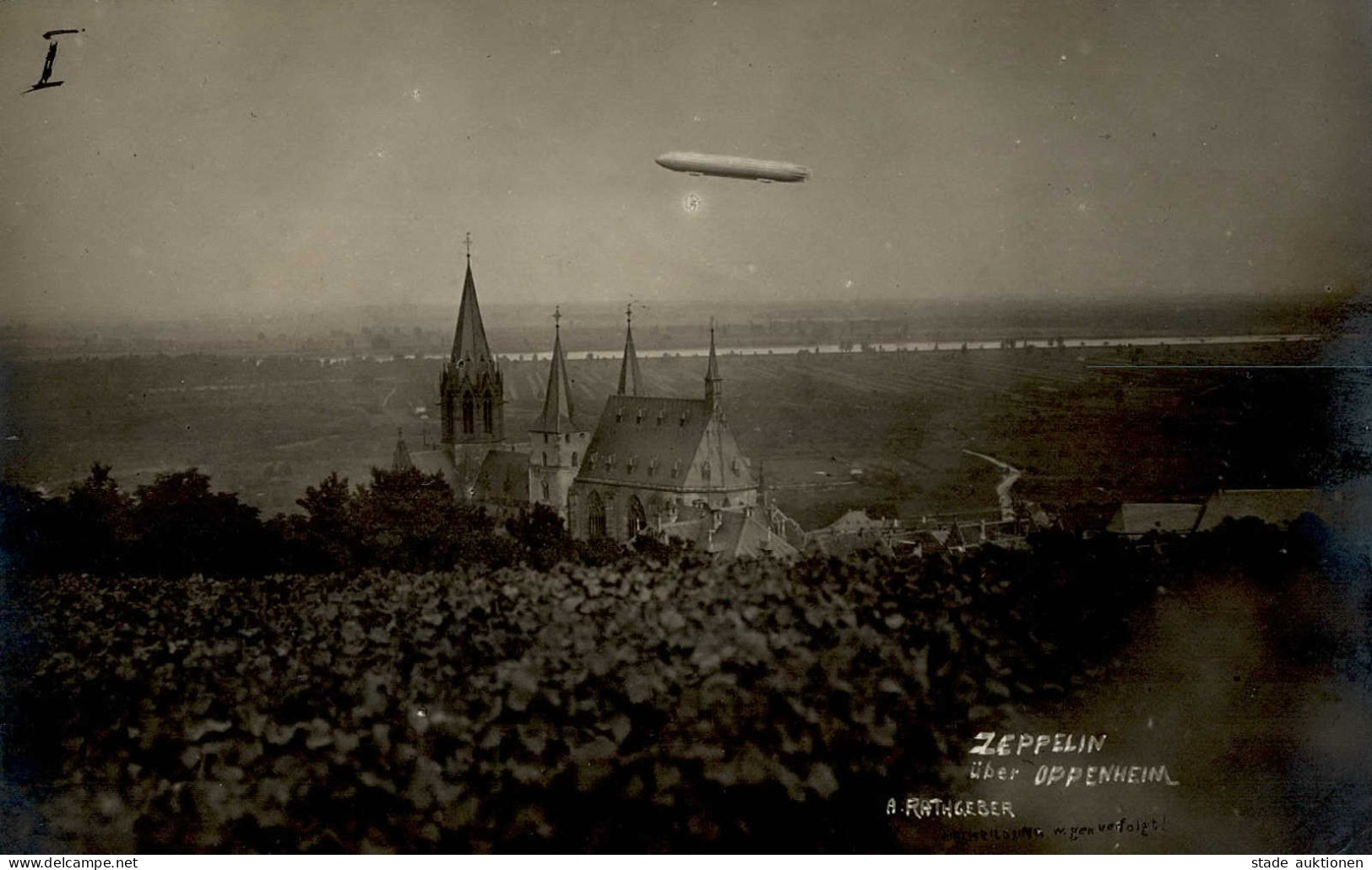 Zeppelin Oppenheim Zeppelin Vor Der Landung Rückseite Gestpl. Hacker (Luftschiffkapitän) Foto-AK I-II Dirigeable - Dirigibili