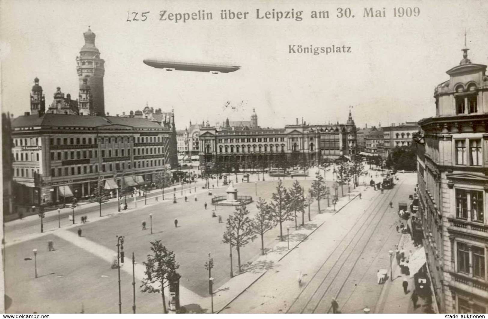 Zeppelin über Leipzig 30.5.1909 I-II Dirigeable - Zeppeline