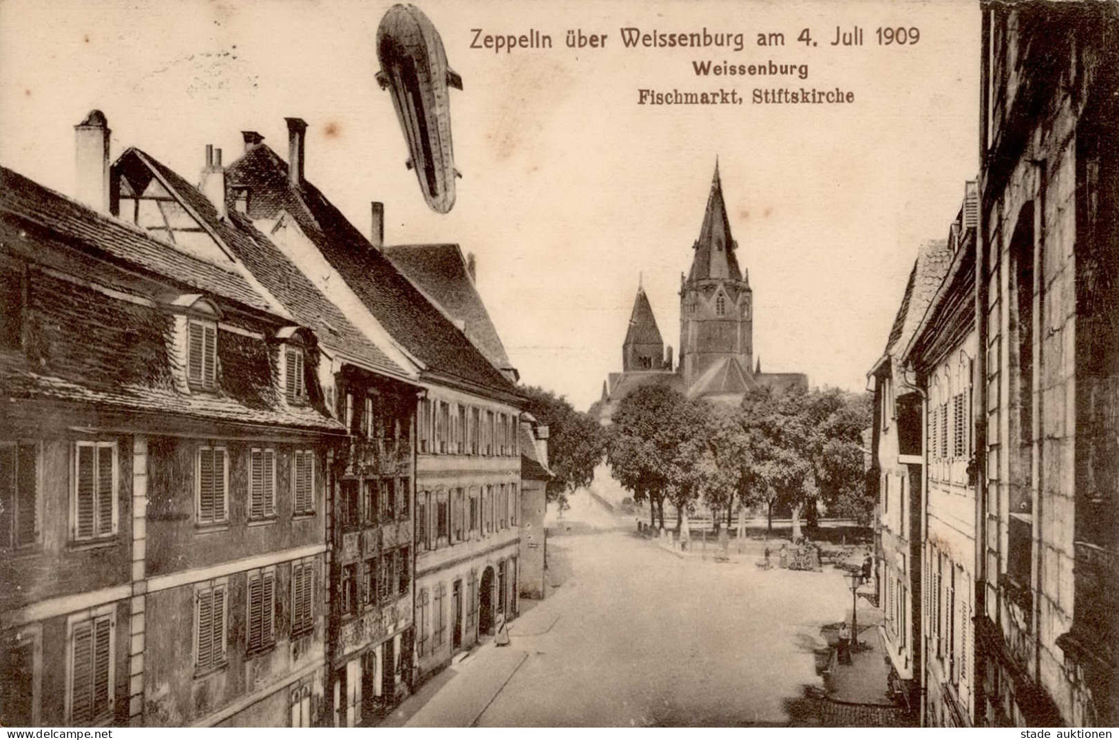 Zeppelin Weissenburg 4. Juli 1909 I-II (fleckig) Dirigeable - Zeppeline