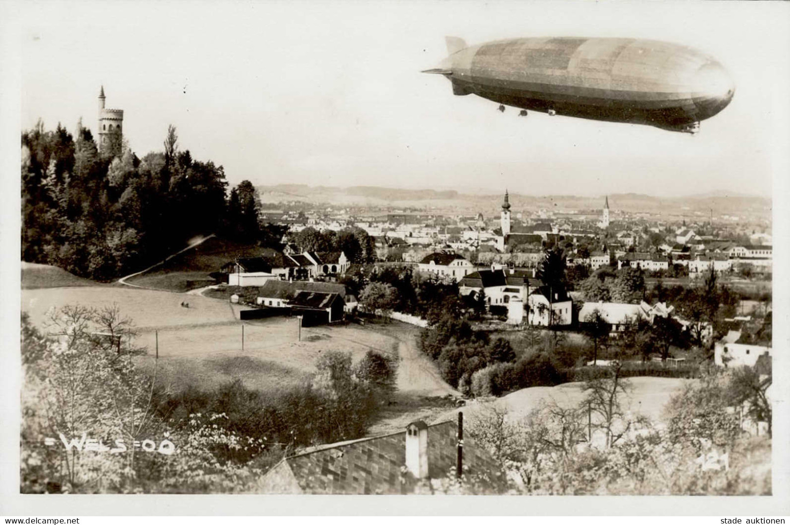 Zeppelin Wels Luftschiff über Der Stadt I-II Dirigeable - Dirigibili