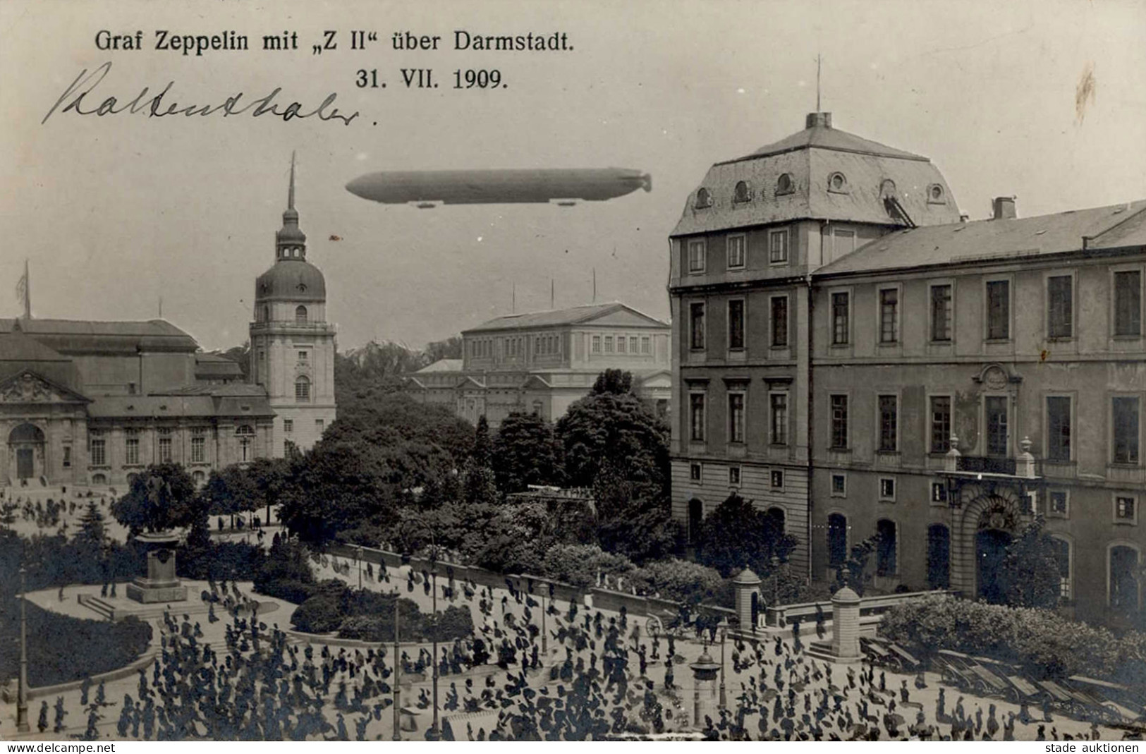 Zeppelin Z II (LZ 5) über Darmstadt 1909 I-II Dirigeable - Dirigibili