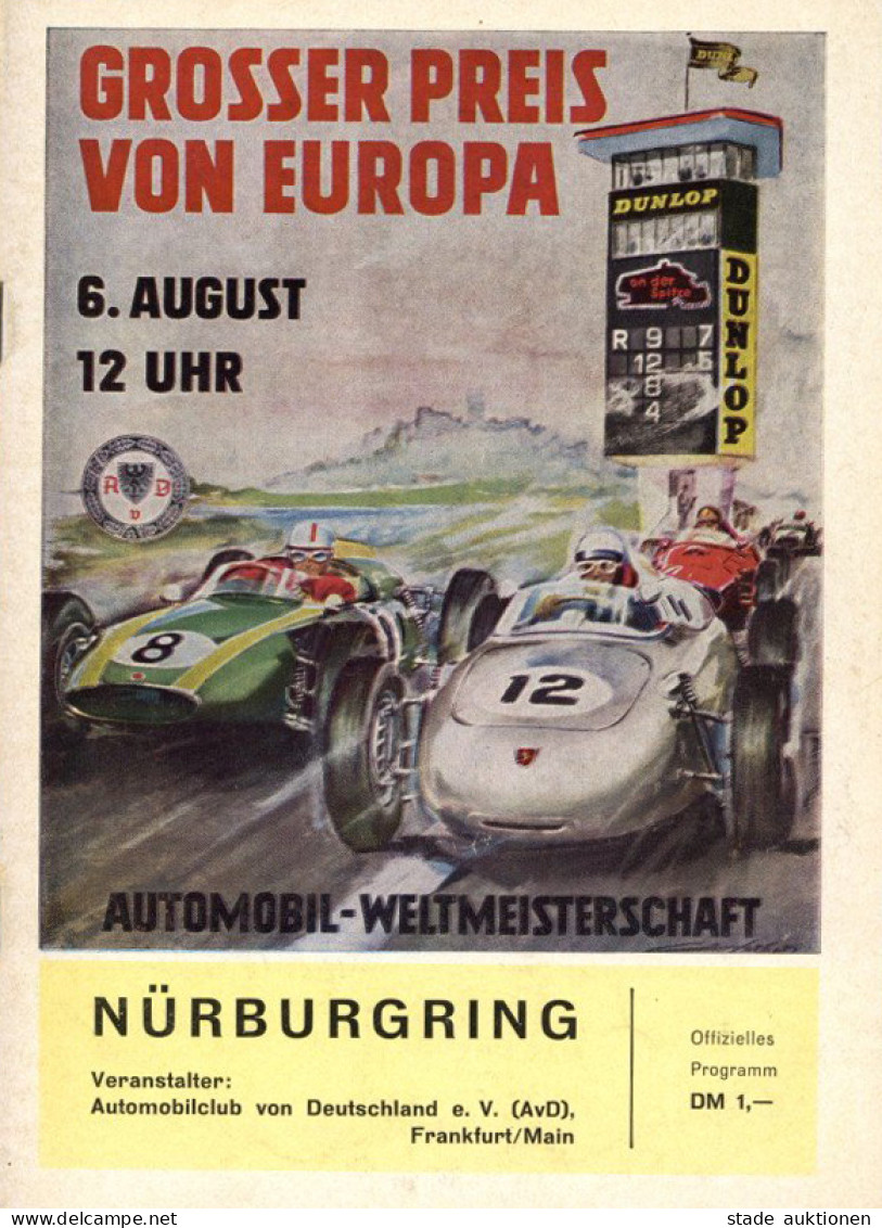 Motorsport Programmheft Zum Grossen Preis Von Europa Weltmeisterschaftslauf Formel 1, Nürburgring Eifel Am 6. August 196 - Sonstige & Ohne Zuordnung