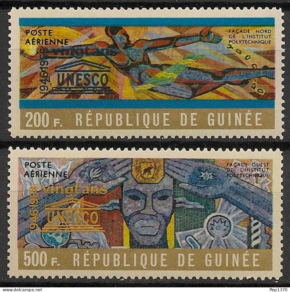 GUINEA 1968 - GUINEE - 20 ANIVERSARIO DE LA UNESCO - YVERT AEREOS 65/66** - República De Guinea (1958-...)