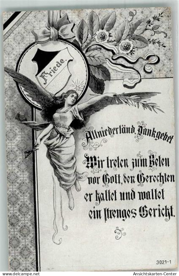 39866805 - Jugendstil Wappen Friede Blumen Dankgebet KBC Nr.3021-1 - Angels