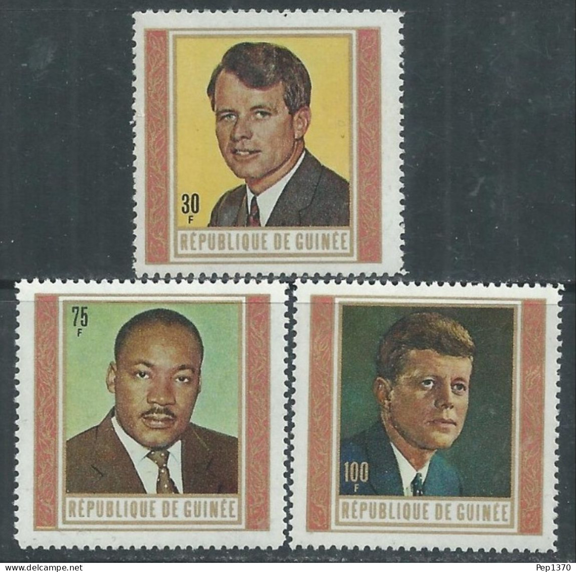 GUINEA 1968 - GUINEE - MARTIRES DE LA LIBERTAD - KENNEDY Y MARTIN LUTHER - YVERT 370/372** - Kennedy (John F.)