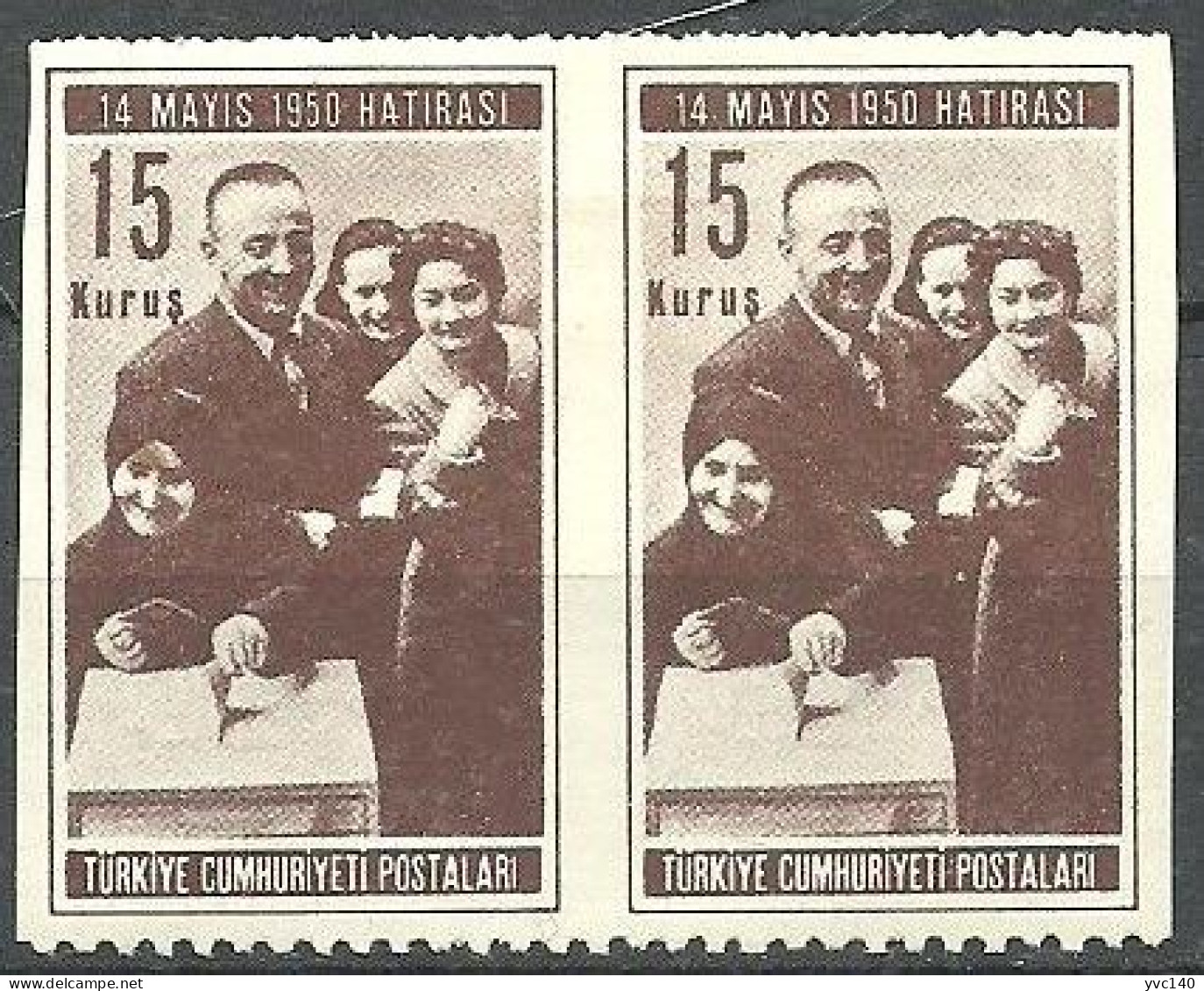 Turkey; 1950 General Elections 15 K. ERROR "Partially Imperf." - Unused Stamps