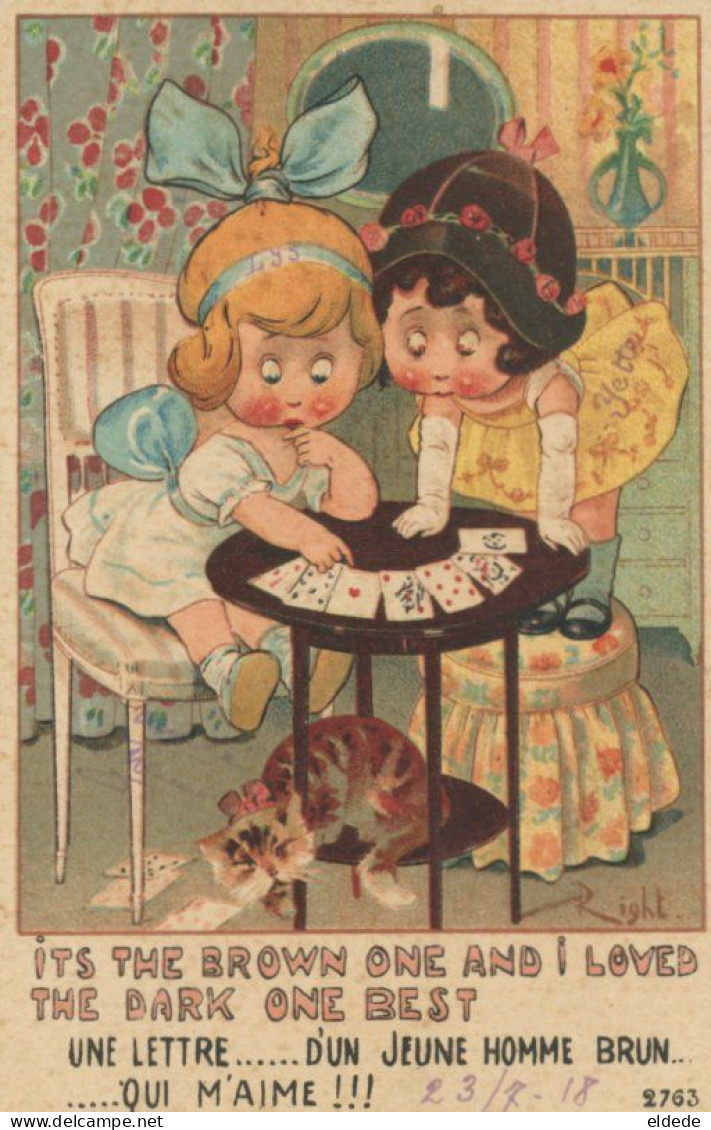 Art Card Fortune Teller Girls And Cat . Cartomancie  Envoi Perrigny Jura Lapina - Sonstige & Ohne Zuordnung