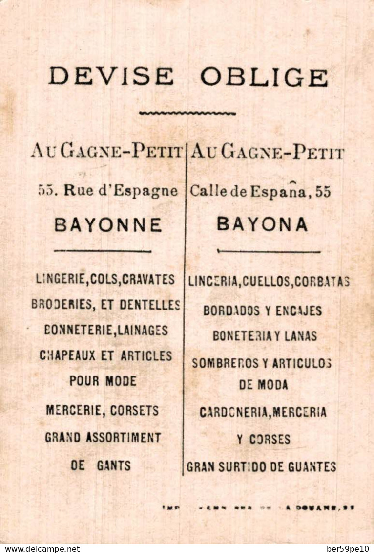 CHROMO AU GAGNE PETIT A BAYONNE RECEUILLEMENT - Other & Unclassified