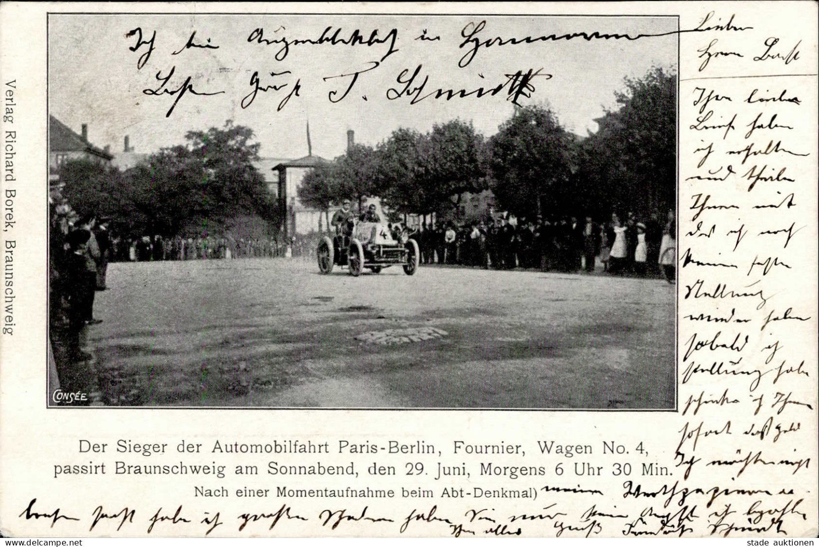 Auto Fourier Wagen Nr.4 Der Sieger Der Automobilfahrt Paris-Berlin II (Marke Entfernt) - Autres & Non Classés