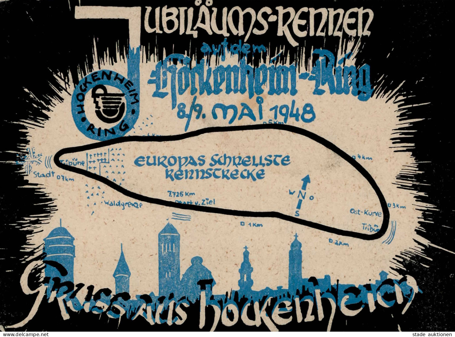 Auto Hockenheim-Ring Jubiläumsrennen 8.-9. Mai 1948 I-II (Ecke Gestoßen) - Other & Unclassified