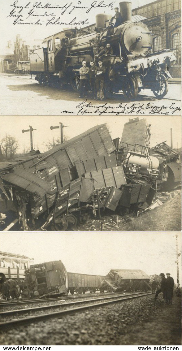 Eisenbahnunglücke Lot Mit 3 Foto-AK - Treinen