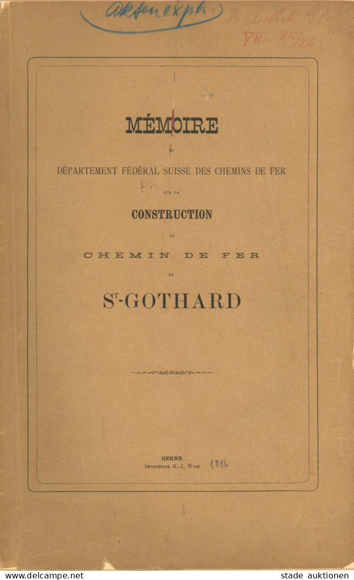 Eisenbahn Buch Memoire Du Departement Federal Des Chemins De Fer Sur La Construction Du Chemin De Fer Du St. Gothard, Ve - Treinen