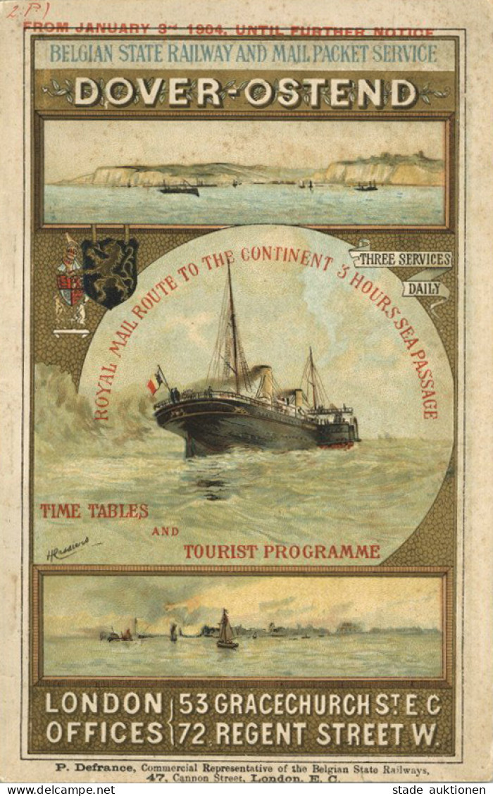 Eisenbahn Fahrplan Dover-Ostend Mit Hotelliste 1904 Ca. 80 S. II (fleckig) Chemin De Fer - Trains
