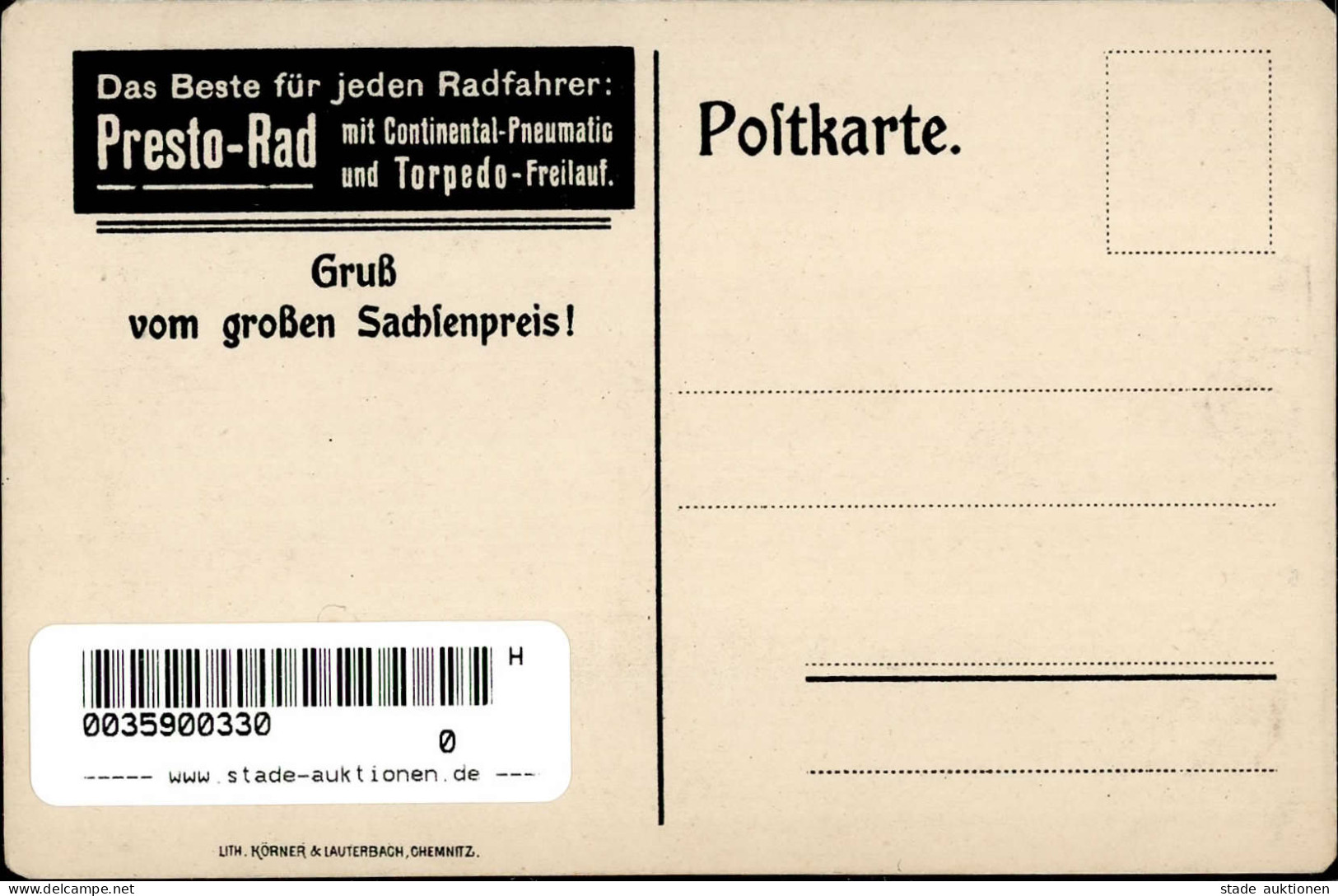 Fahrrad Großer Sachsenpreis 10. Sep. 1911 Berühmte Teilnehmer I-II (Ecken Abgestossen) Cycles - Other & Unclassified