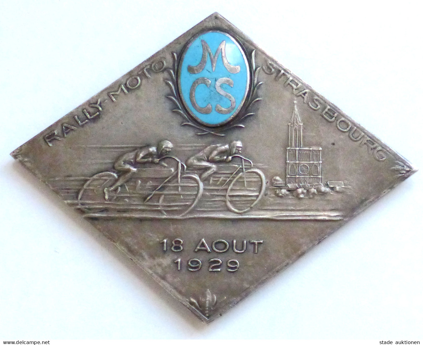 Motorrad Plakette Strasbourg Rally-Moto 18. August 1929, 8x10,5 Cm 108 Gr. - Motorräder