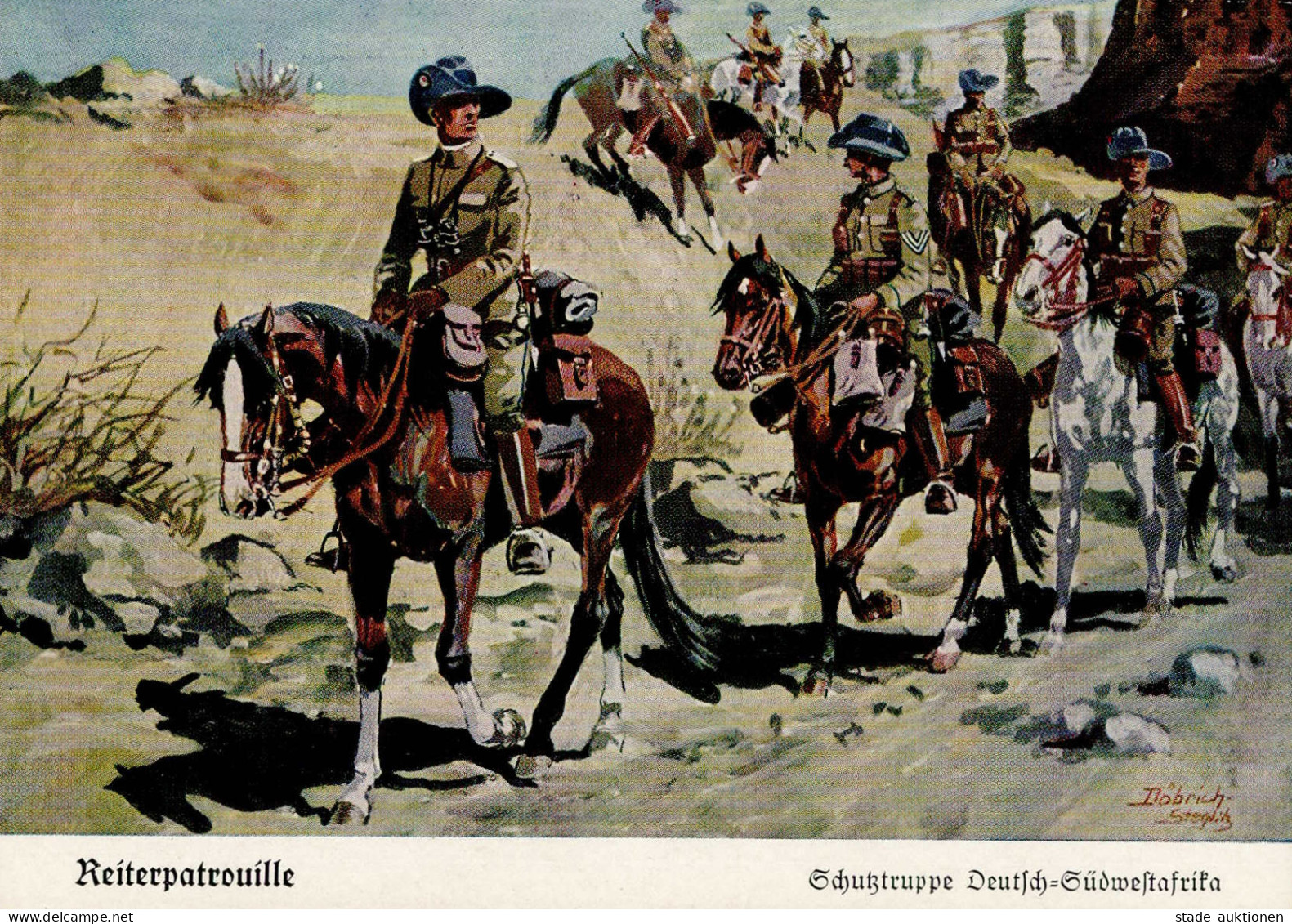 Kolonien Deutsch-Südwestafrika Reiterpatrouille Sign. Döbrich-Steglitz I-II Colonies - Ehemalige Dt. Kolonien