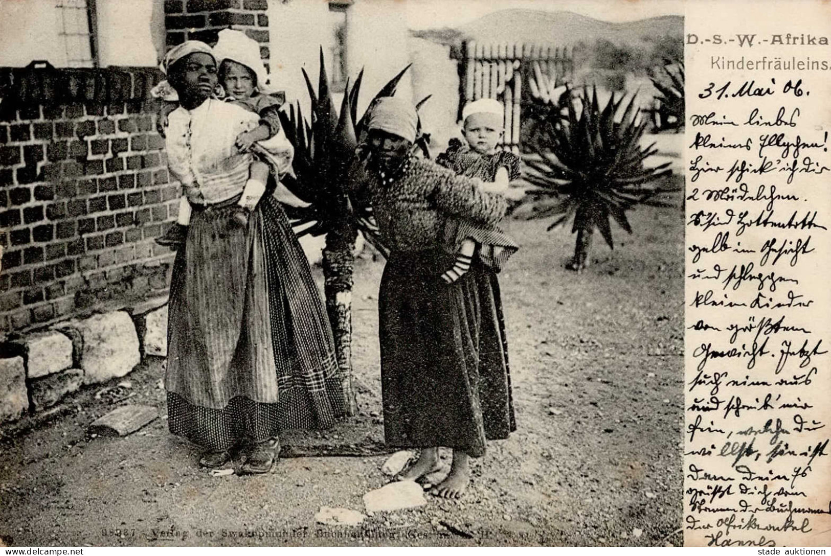 Kolonien Deutsch-Südwestafrika Swakopmund Kinderfräuleins II (Marke Entfernt, Fleckig) Colonies - Ehemalige Dt. Kolonien