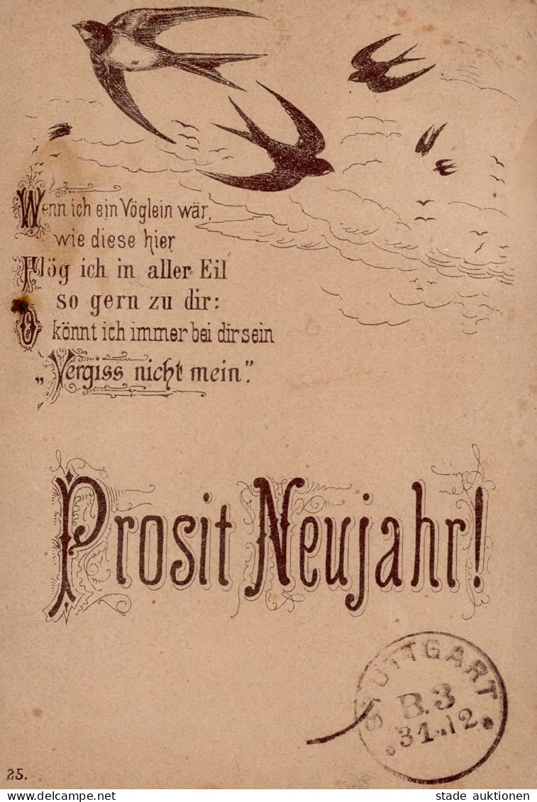 Vorläufer 1884 Neujahr Schwalben II (etwas Bügig) Bonne Annee - History