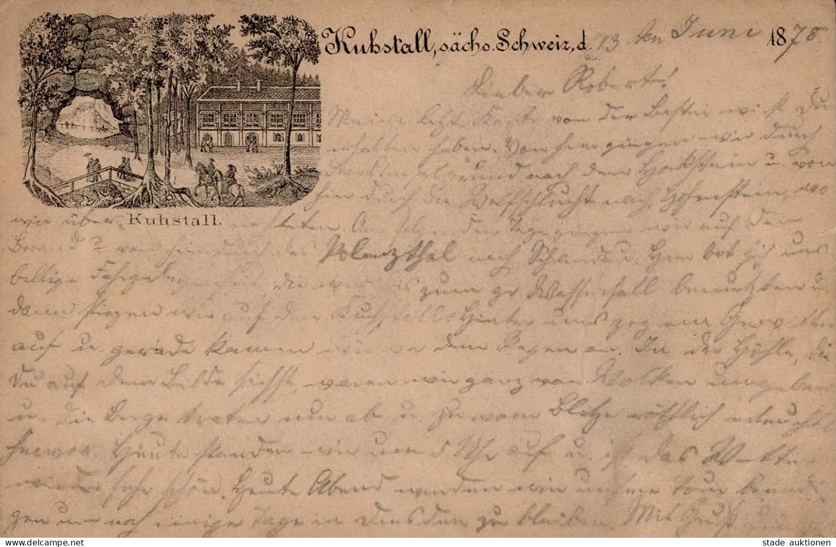 Vorläufer 1878 Kuhstall Sächsische Schweiz 14.6.1878 Nach Goslar I-II (etwas Bügig, Kleine Einrisse Oben) - Storia
