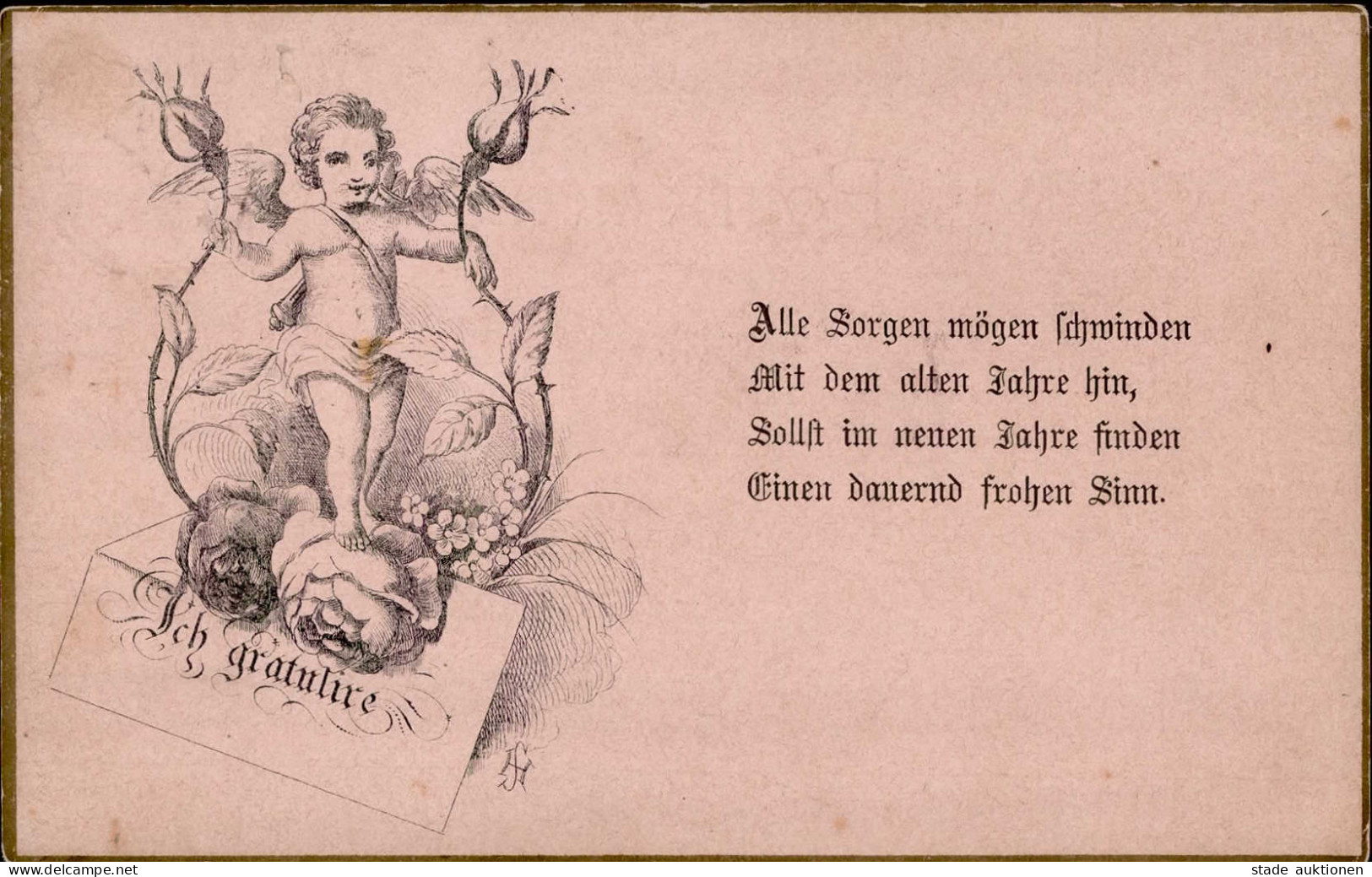 Vorläufer 1883 Engel Ich Gratuliere 31.12.1883 Innerhalb Von Göppingen I-II Ange - Histoire