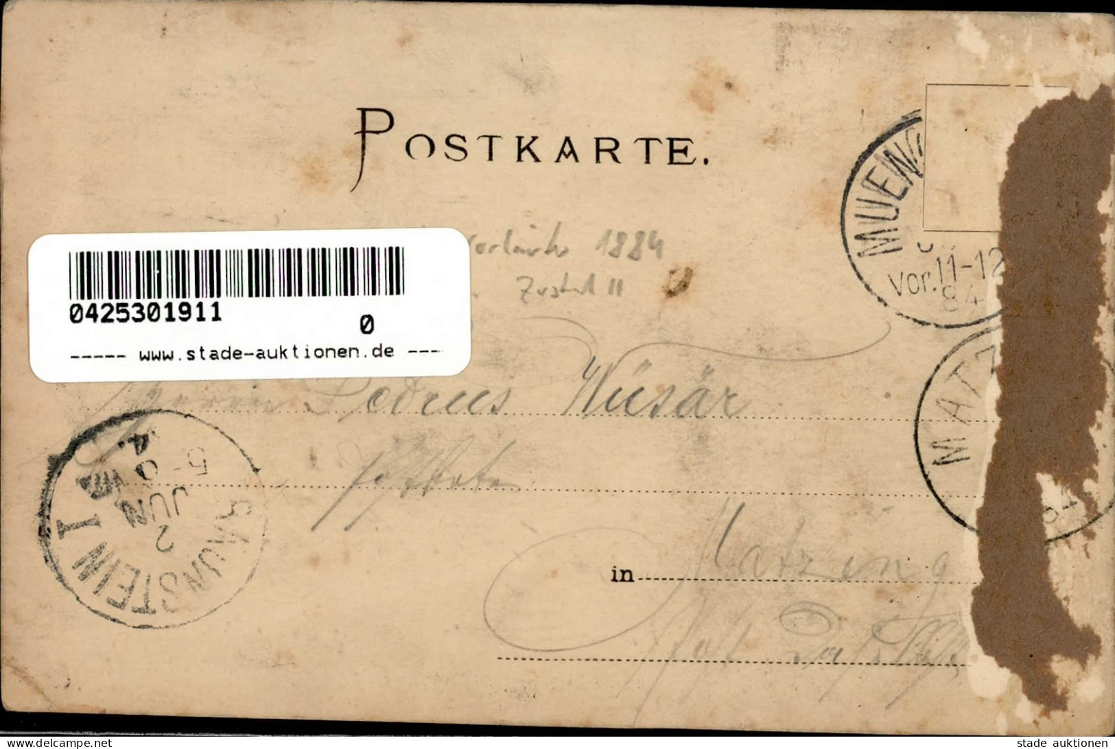 Vorläufer 1884 München Briefträger II (RS Klebereste,Eckbug) - Geschichte