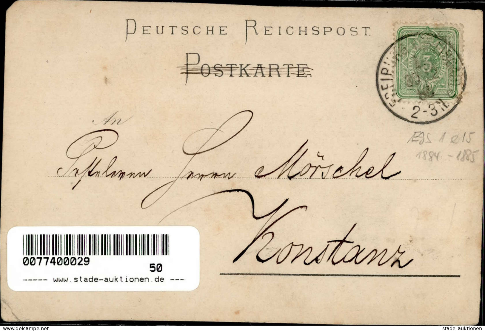 Vorläufer 1885 Freiburg Im Breisgau 30.12.1885 Nach Konstanz II (kleine Eckbüge, Eckfehler) - Geschichte