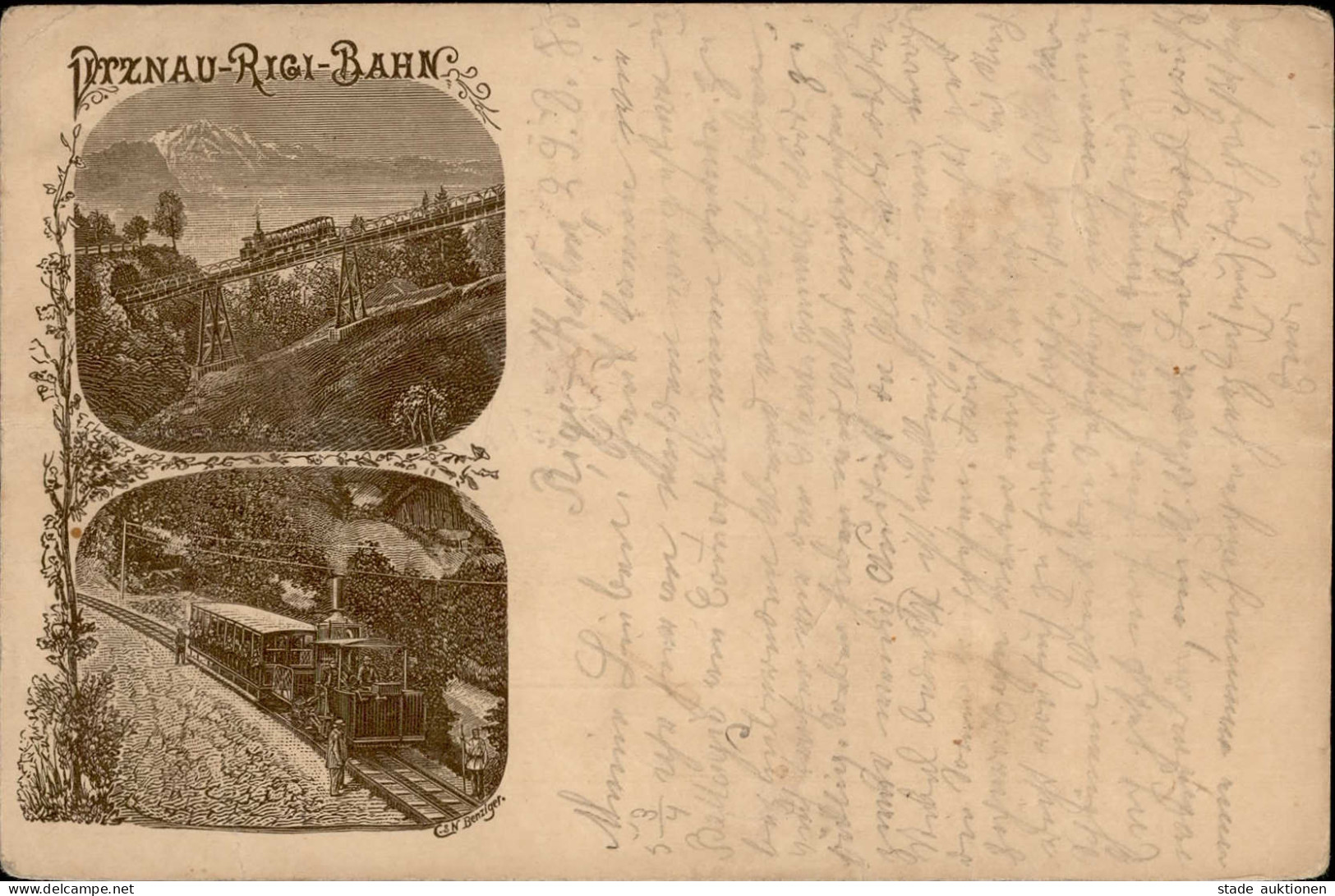Vorläufer 1885 Schweiz Vitznau-Rigi-Bahn 30.8.1885 Nach Rudolstadt / Thüringen GSK Mit Zusatzfrankatur II (sehr Bügig) - Storia
