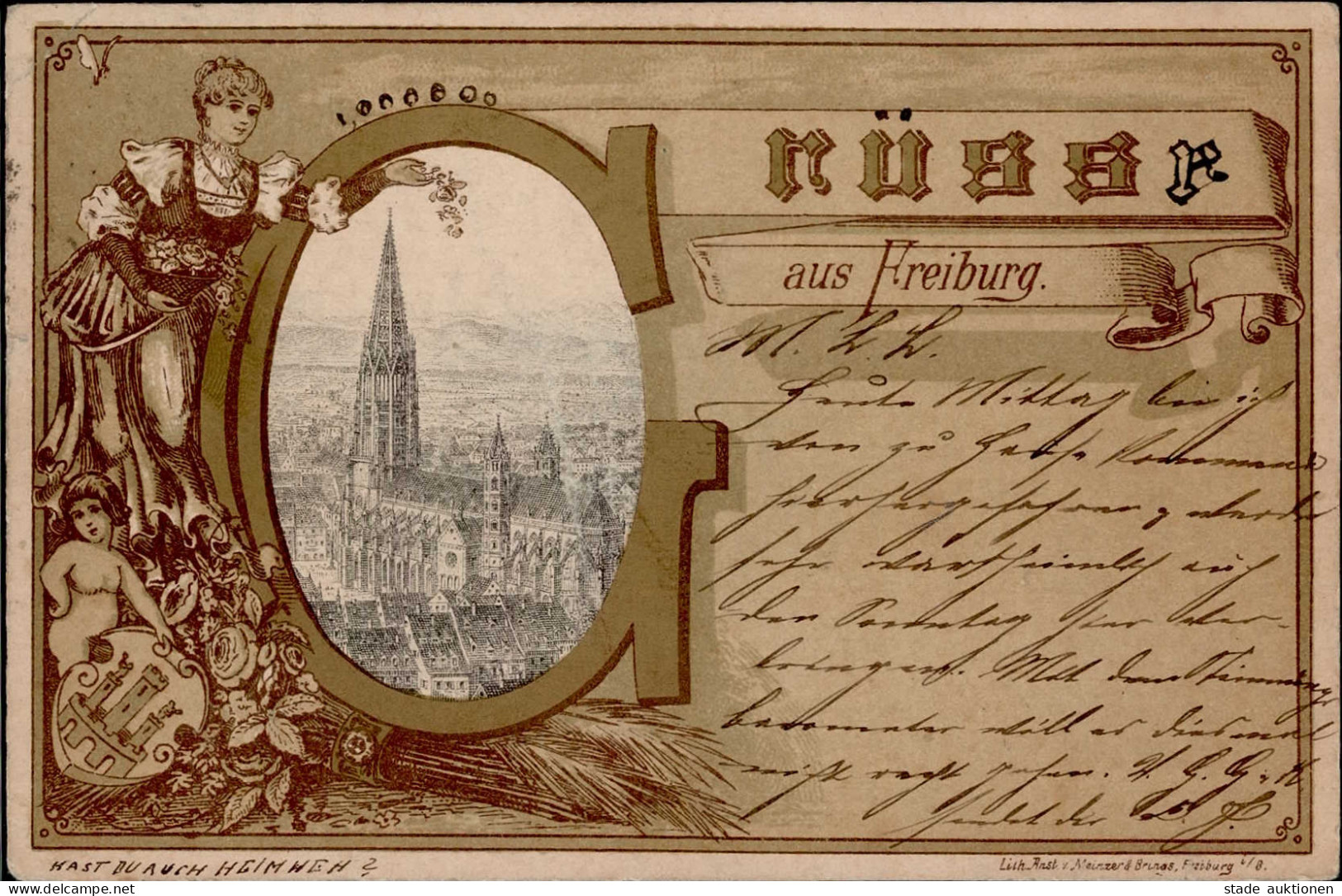 Vorläufer 1887 Freiburg Im Breisgau 29.4.1887 Nach Stuttgart II (Bugspuren) - Geschiedenis