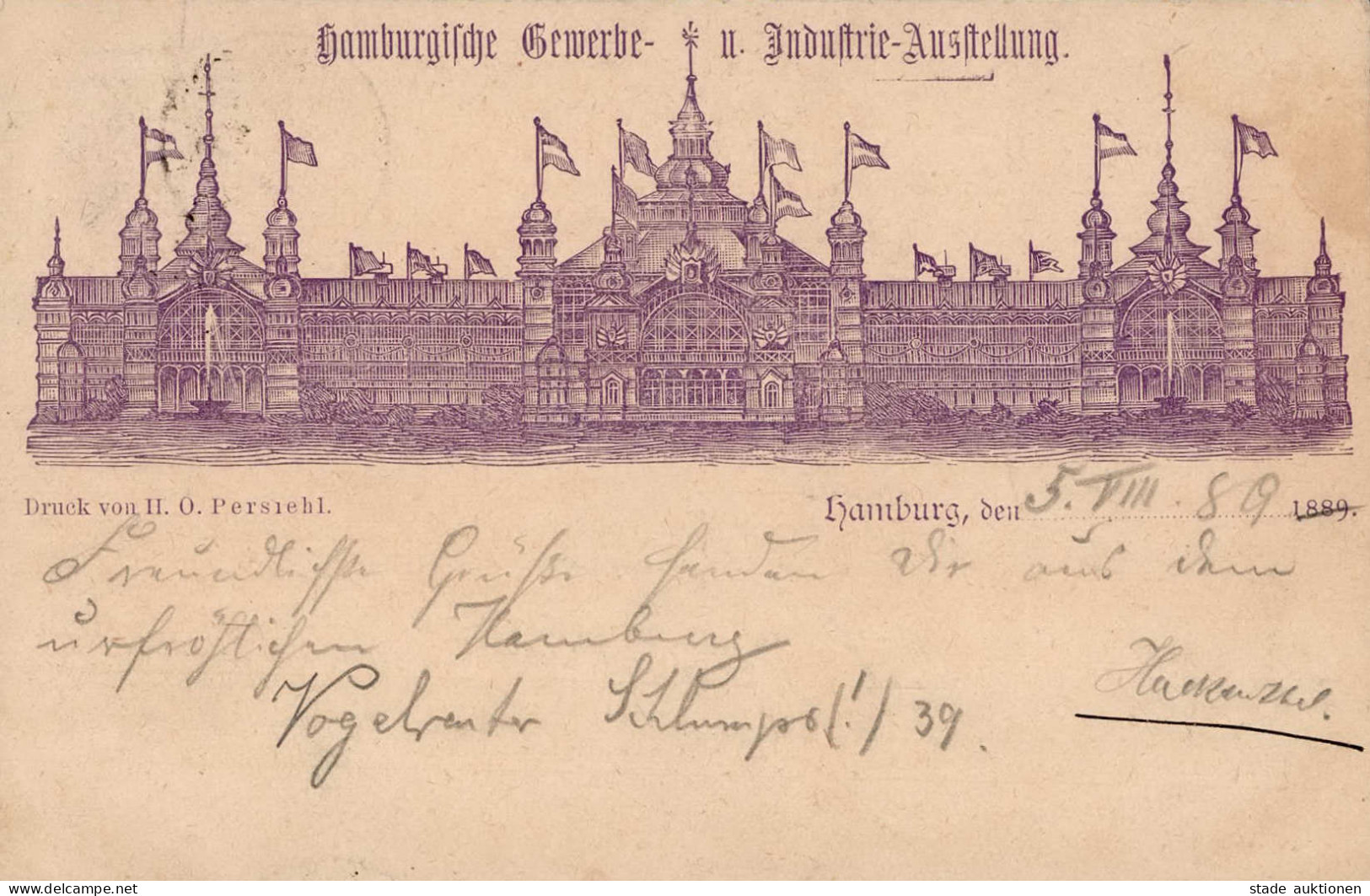 Vorläufer 1889 HAMBURG - Hamburgsche GEWERBE U. INDUSTRIE-AUSSTELLUNG 1889 Marke Entfernt I-II - Geschichte