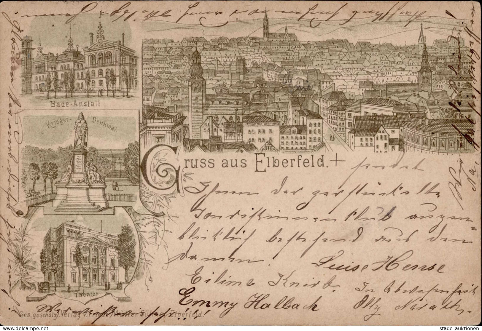 Vorläufer 1891 ELBERFELD - Frühes Federlitho Ecke Gestoßen I-II - Geschichte