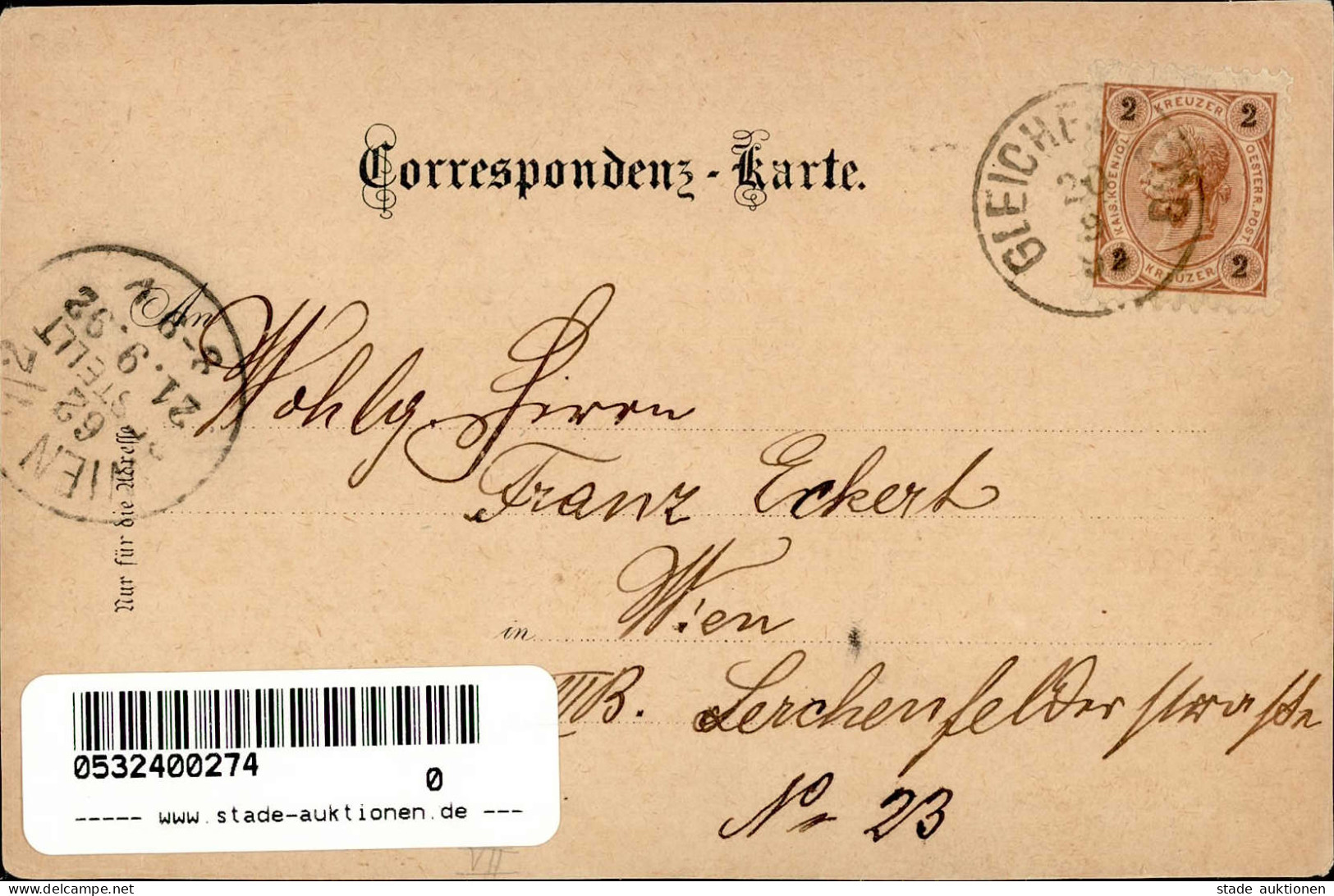 Vorläufer 1892 Gleichenberg Korrespondenz-Karte I-II - Storia