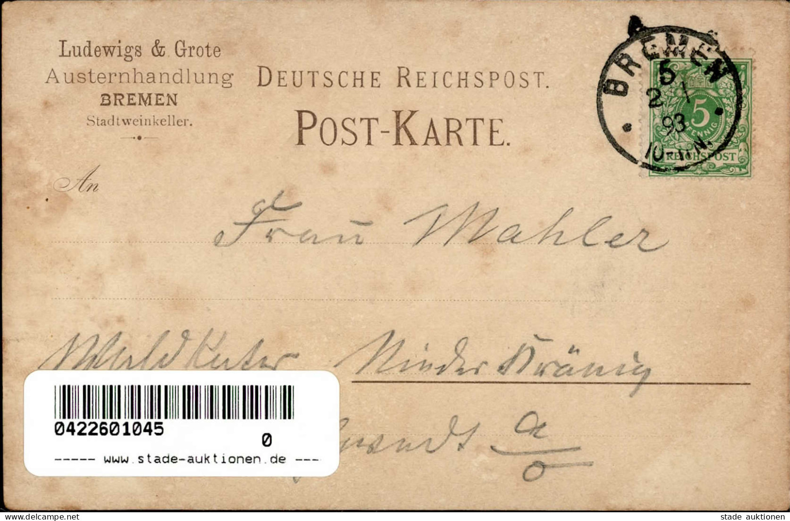 Vorläufer 1893 Bremen Rathskeller II (fleckig) - Historia