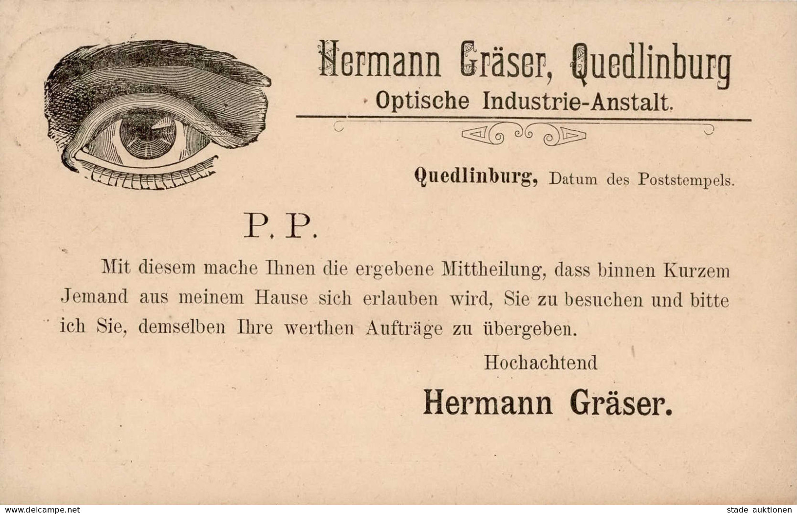 Vorläufer 1895 Quedlinburg Gräser, Hermann Industrieanstalt I-II - Storia