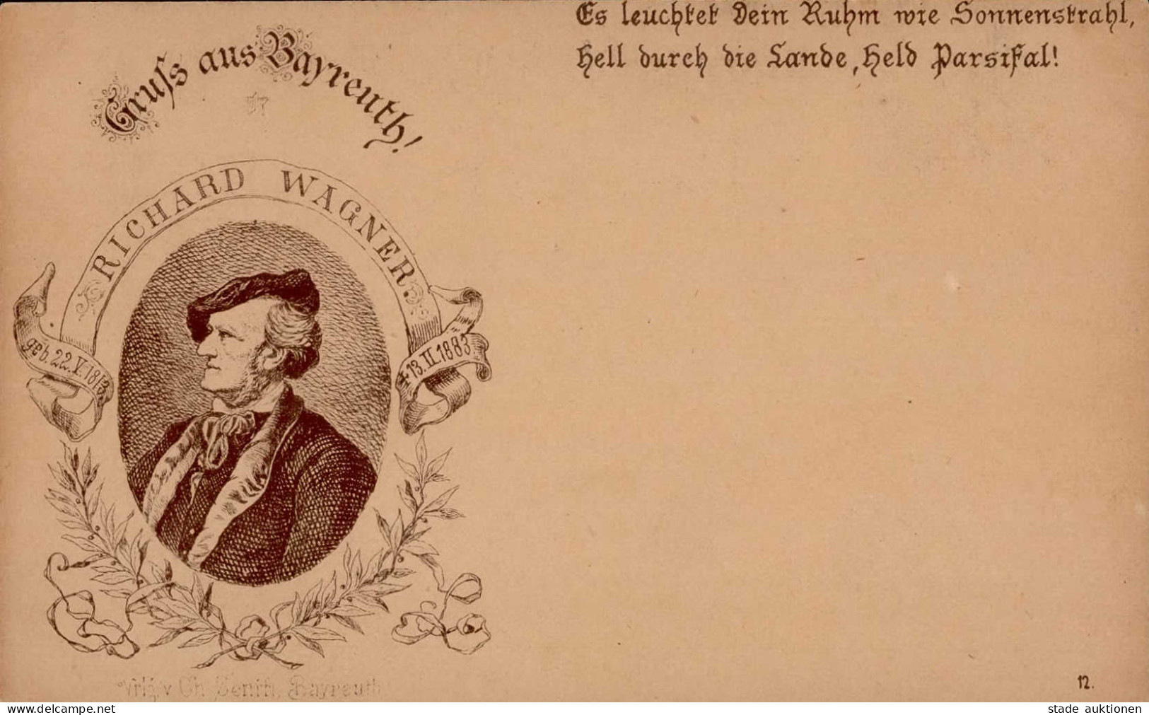 Vorläufer1883 Bayreuth Richard Wagner Verlag Ch. Senfft, Bayreuth II- (eine Seite Beschnitten) - Storia