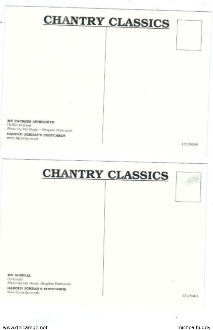 2 MORE  POSTCARDS EUROPEAN  FERRIES PUBLISHED BY CHANTRY CLASSICS - Fähren