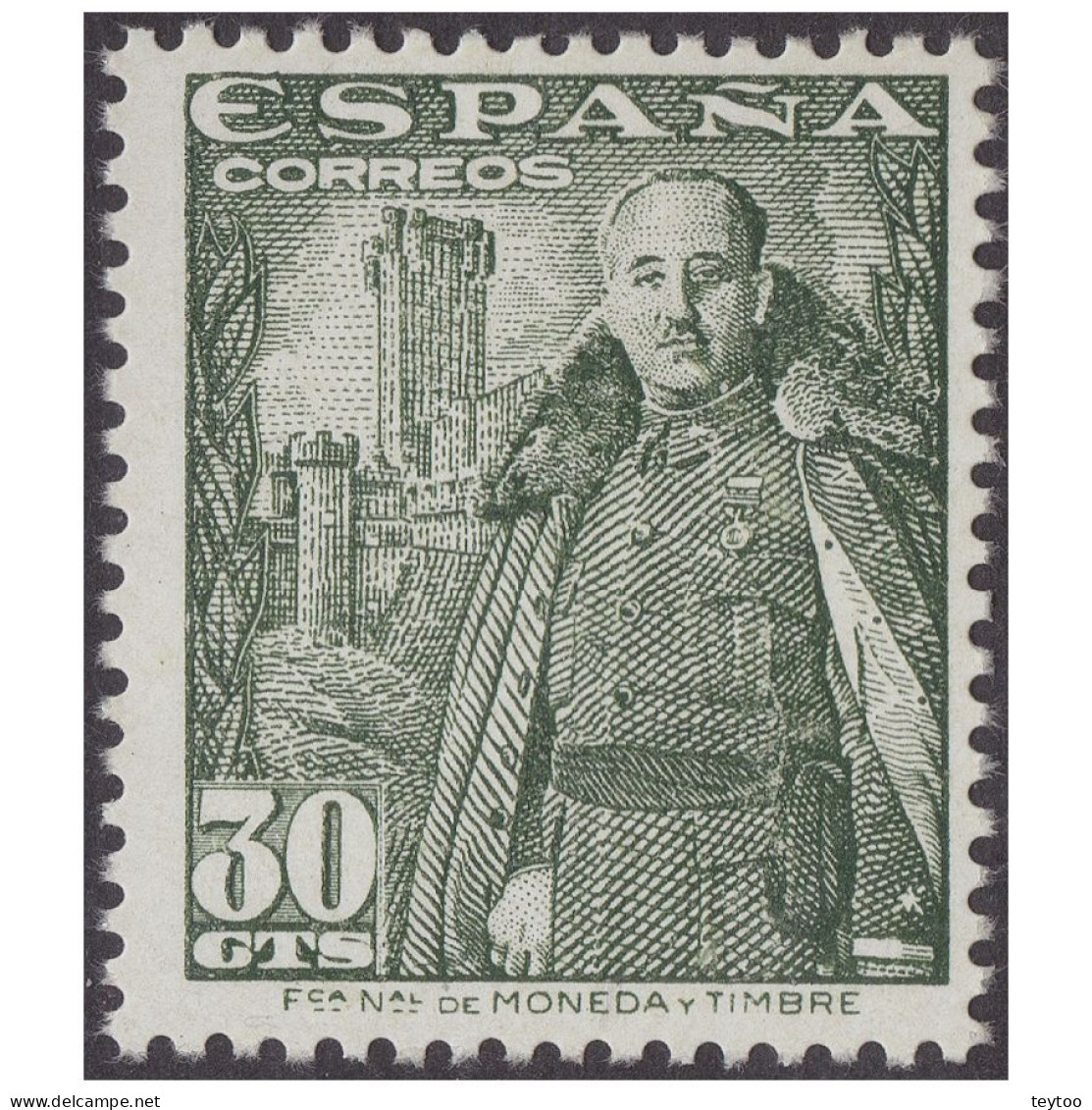 D0254# España 1954. General Franco. 30 Cts Verde (MNH) ED_1025 - Ungebraucht