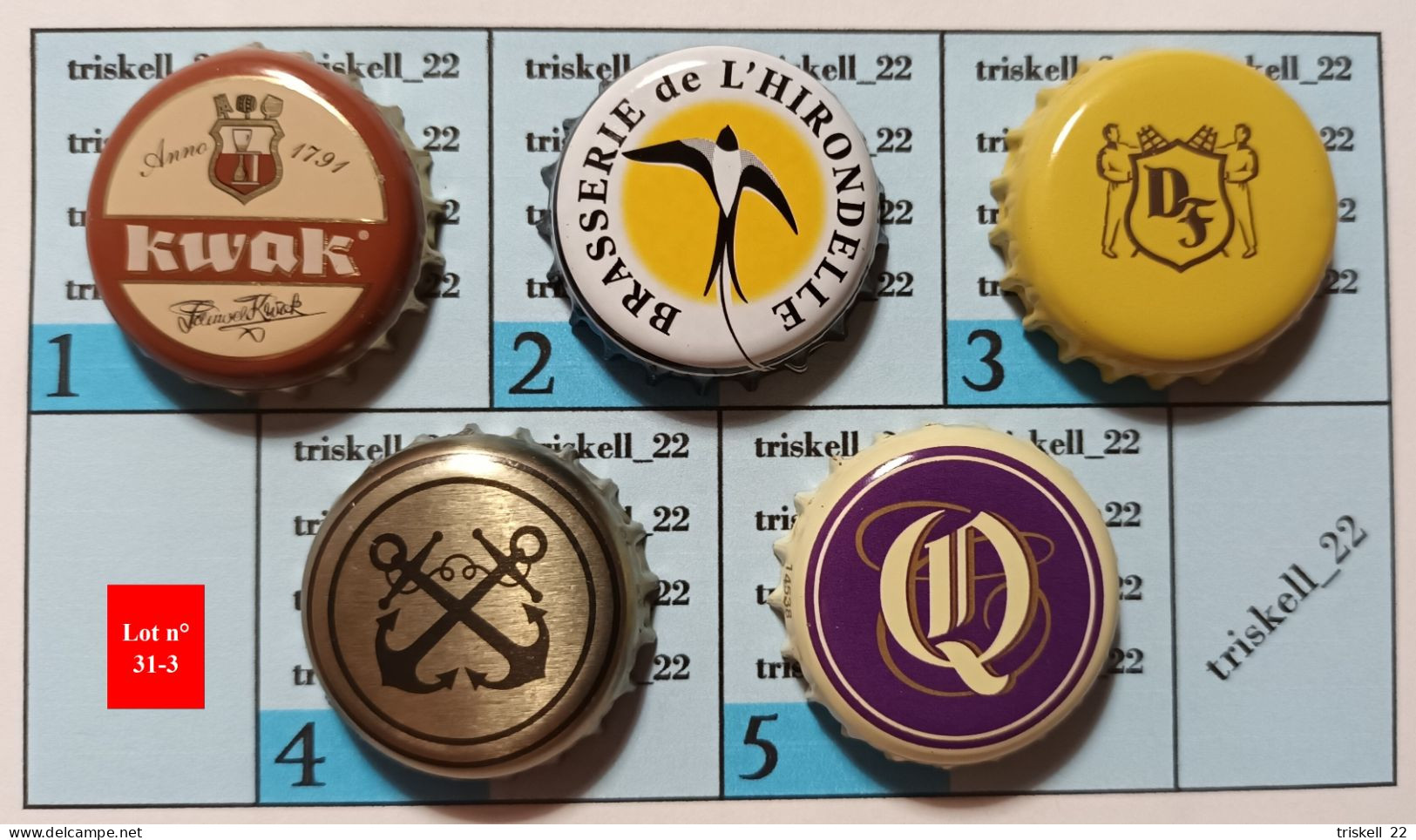 5 Capsules De Bière   Lot N° 31-3 - Cerveza