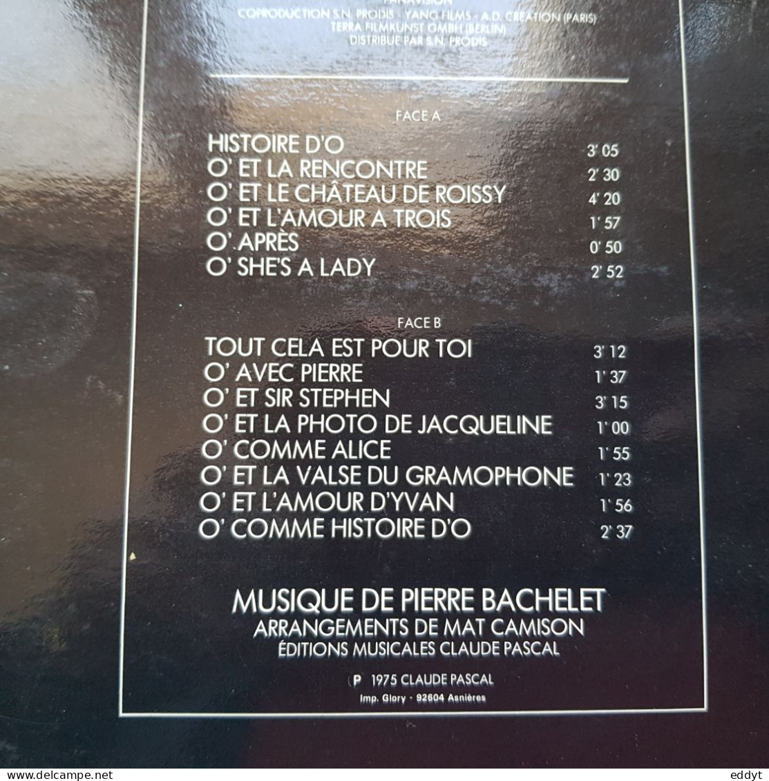 Disque Vinyle - Histoire D'O -  Bande Originale Du Film  - musique de Pierre Bachelet -  TBE